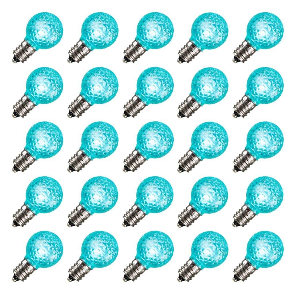Vickerman G30 LED Teal Faceted Bulbs, E12 Nickel Base, Dimmable, 25 Pack, 0.38 Watts, Model XLEDG3L-25