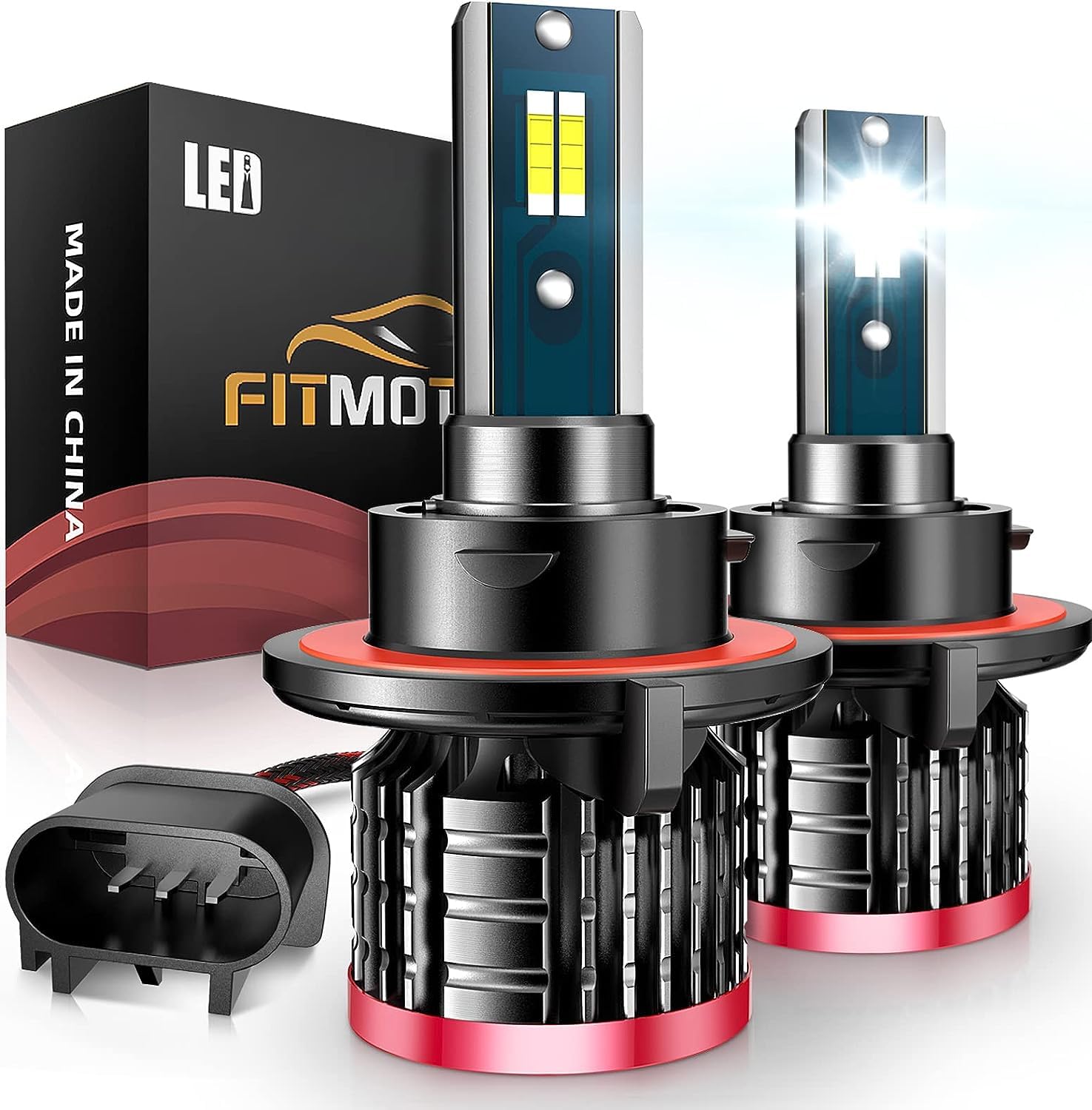 FITMOTORS H13/9008 Halogen Light Bulbs, 80W 16000 Lumens, 6500K Cool White, IP68 Waterproof, Pack of 2