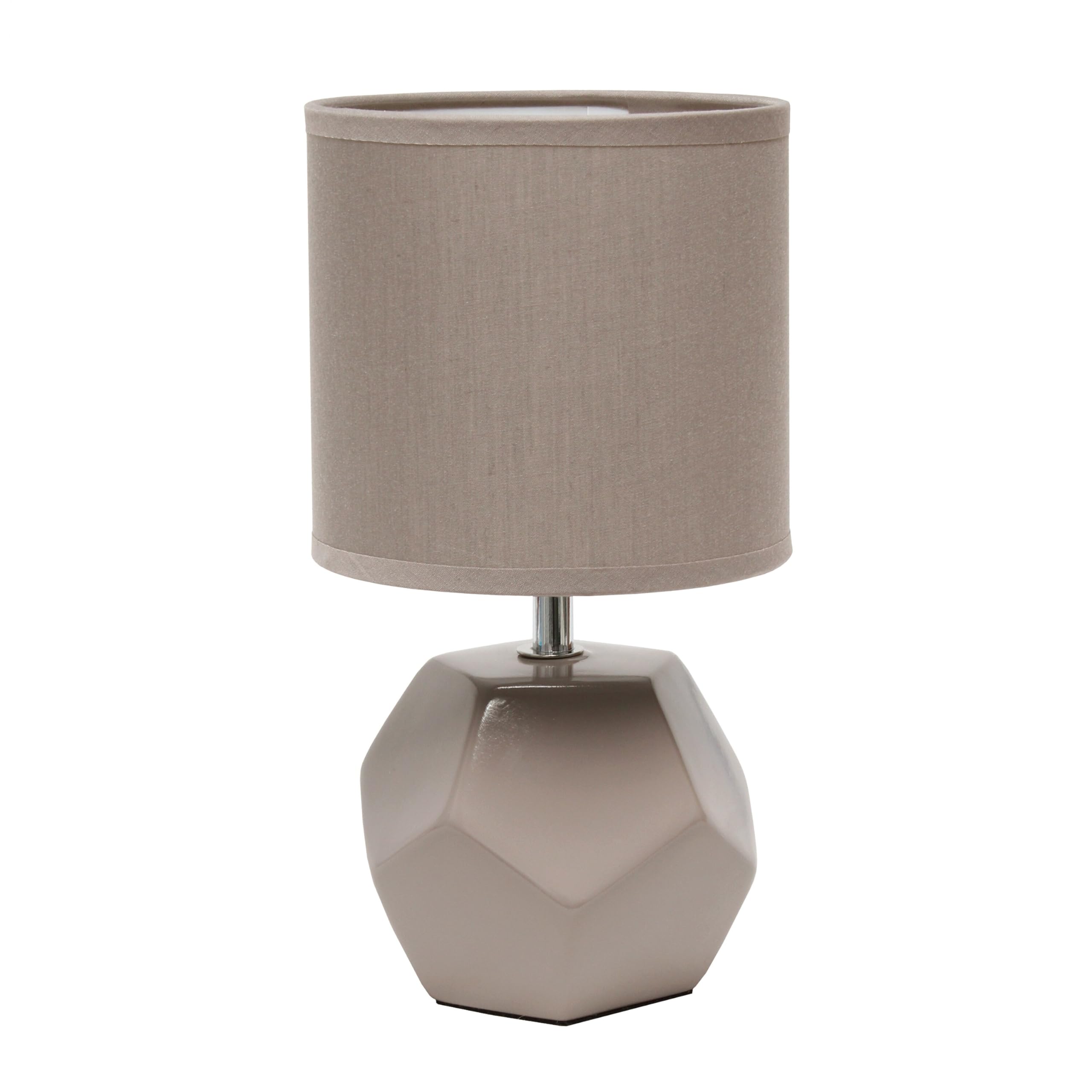 Simple Designs Lt2065-Gry Mini Table Lamp, Gray Ceramic With Fabric Shade, 5.5L X 5.5W X 10.4H