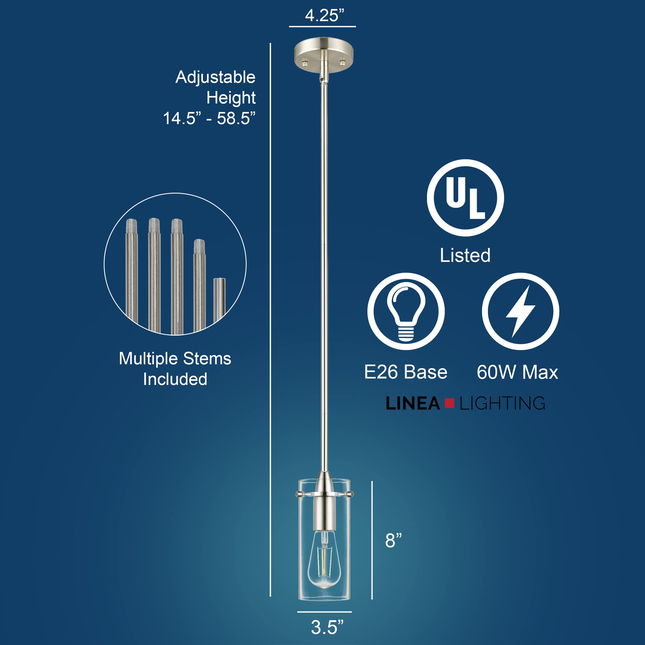 Brushed Nickel Pendant Lights Kitchen Island - Small Clear Glass Pendant Light Fixture