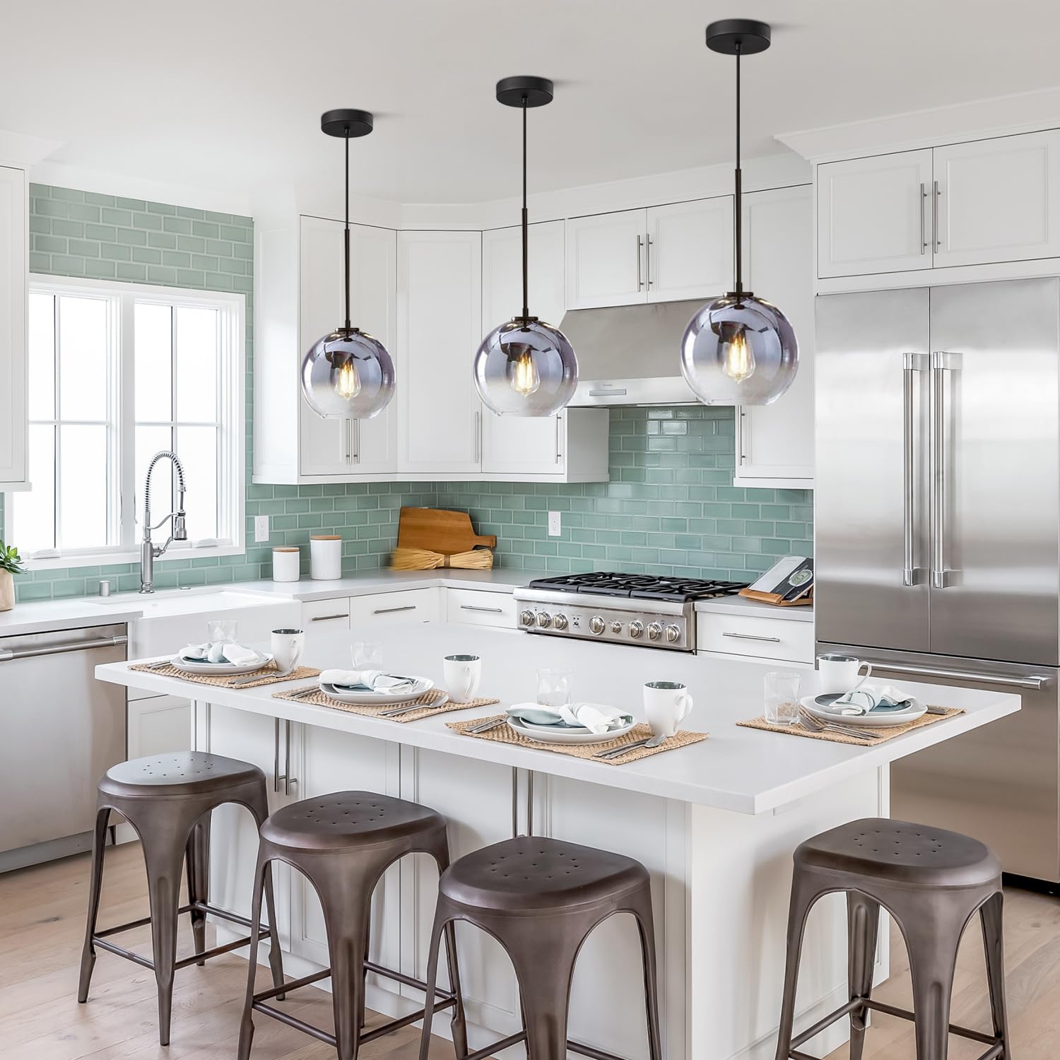 Kco Modern Black Globe Pendant Light - Mercury Glass, 20Cm Silver, Mid Century Design