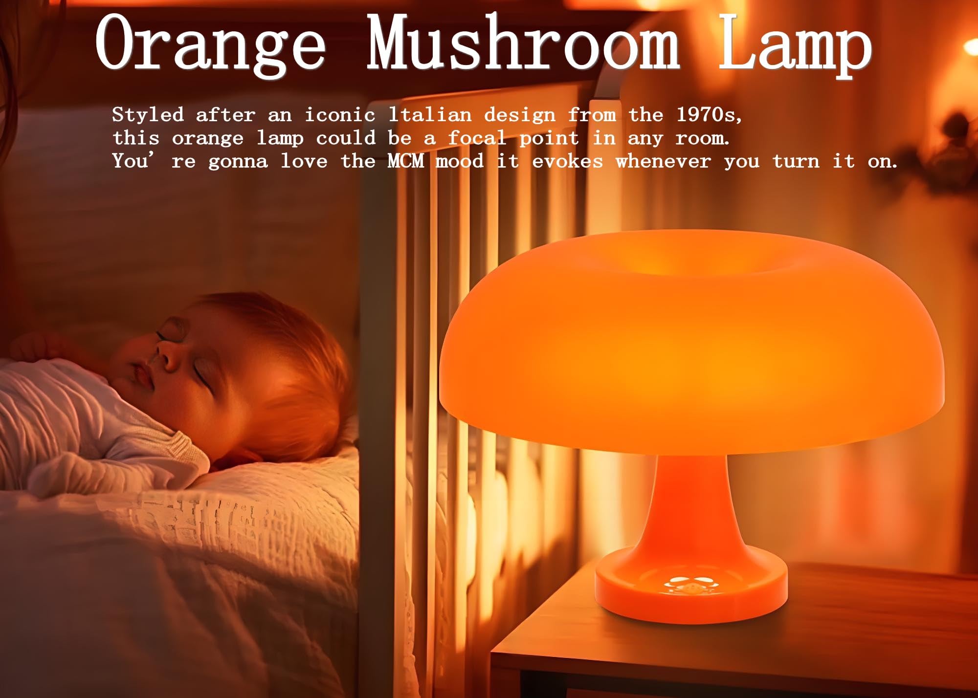 Joanajo Orange Mushroom Lamp Dimmable Mushroom Table Lamp With 3 Lighting Modes Plug Donut 70S Retro Mid Century Lamp For Room A