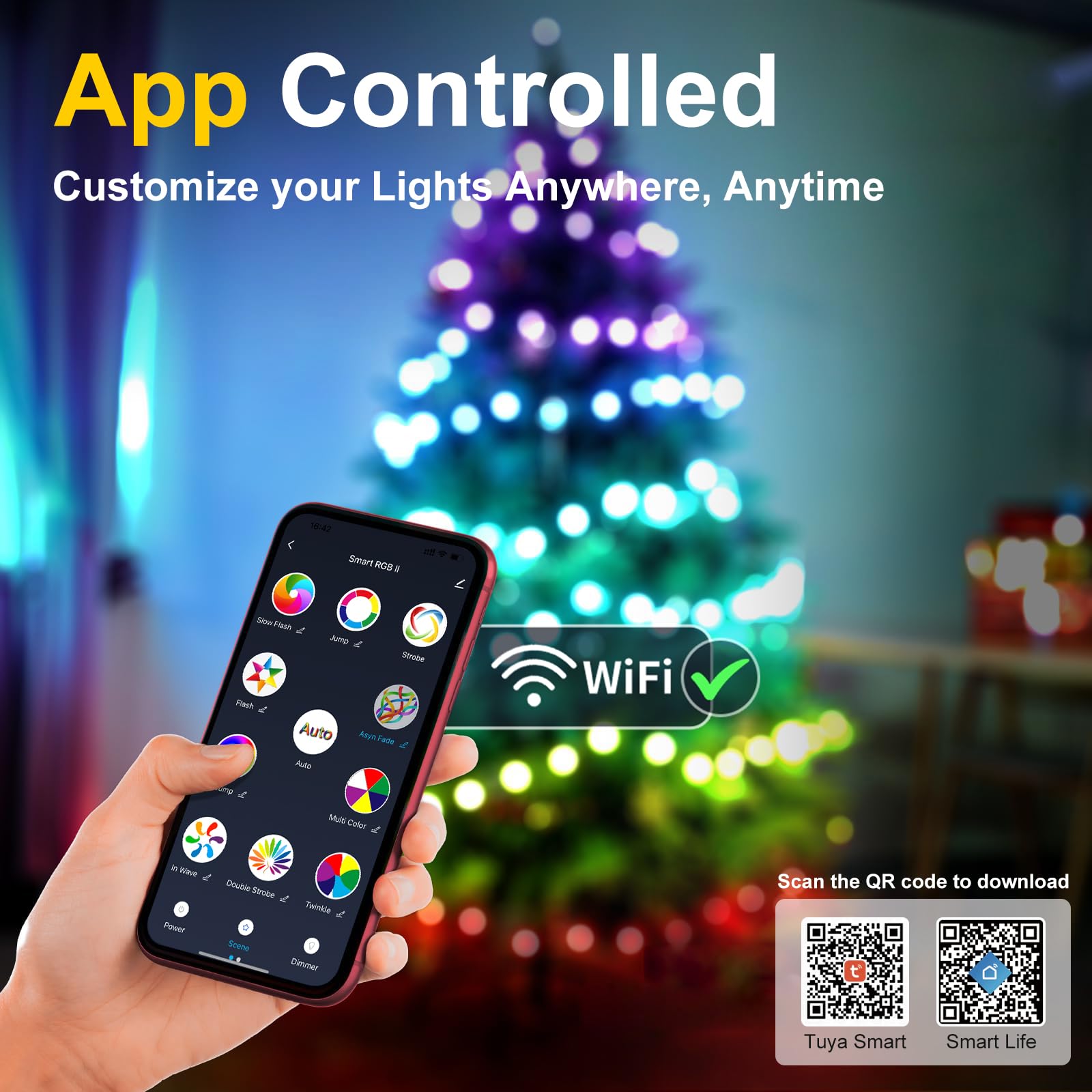 Quanquer 196Ft Smart Christmas Lights, 600 Rgb Leds, Wifi App Control, Works With Alexa & Google