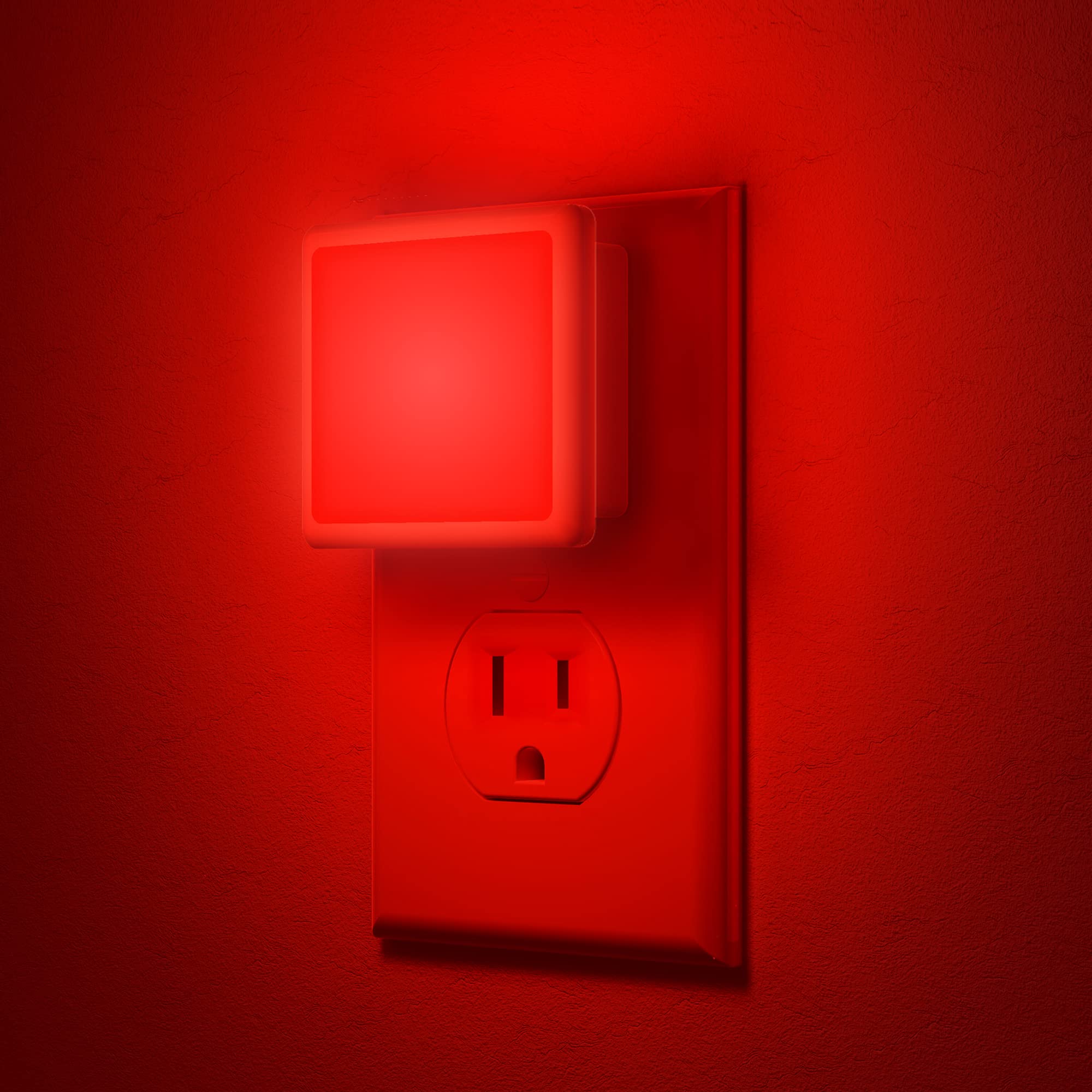 JandCase Red Night Light, 0.3W LED with Auto Sensor, 2 Pack, Plastic, Model C-GY005-RE-2