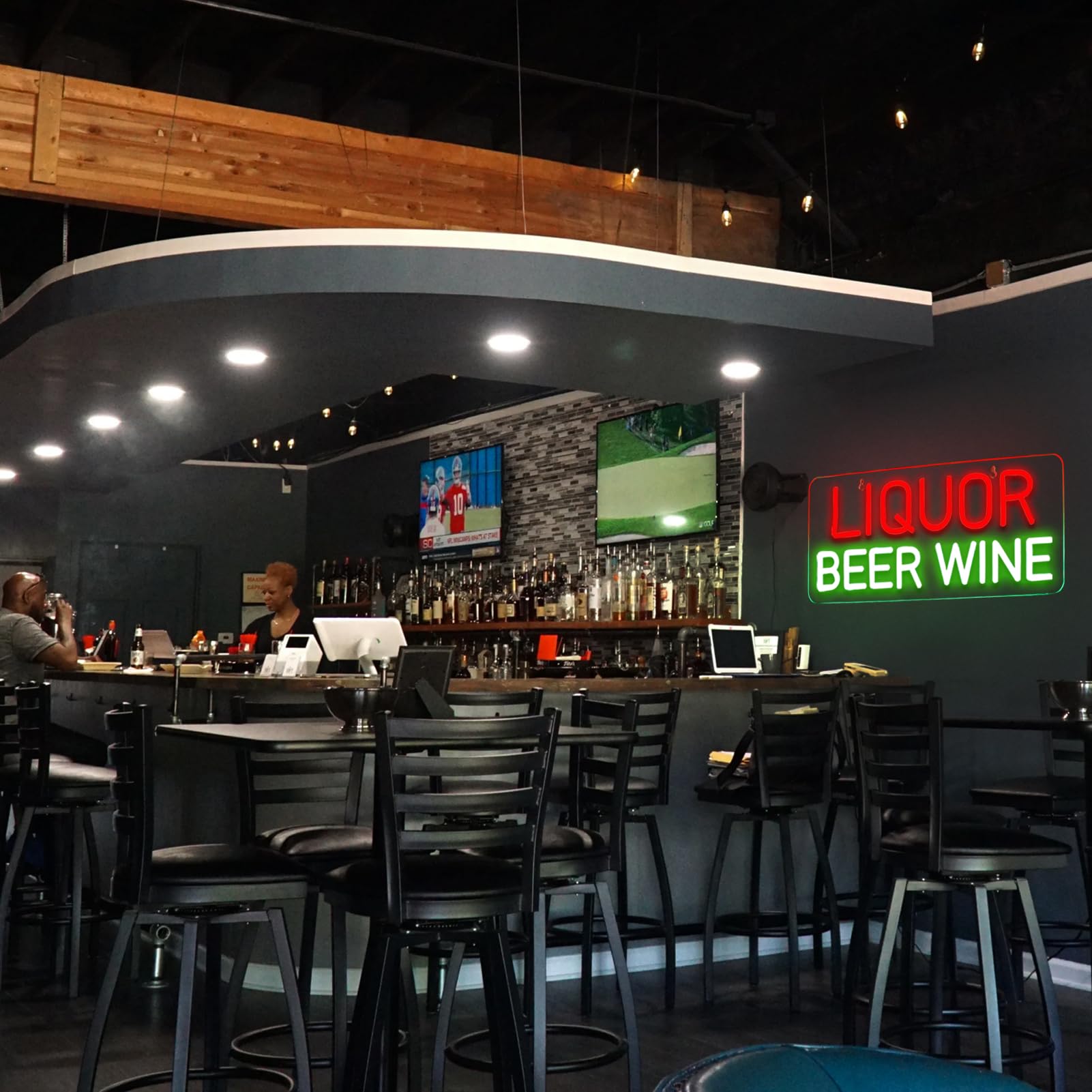 JFLLamp Neon Wall Sign - LED Decor for Bedroom, 16.1inx7in, Plastic, Red+Green, Model Liquor malt-inspired Wine-001