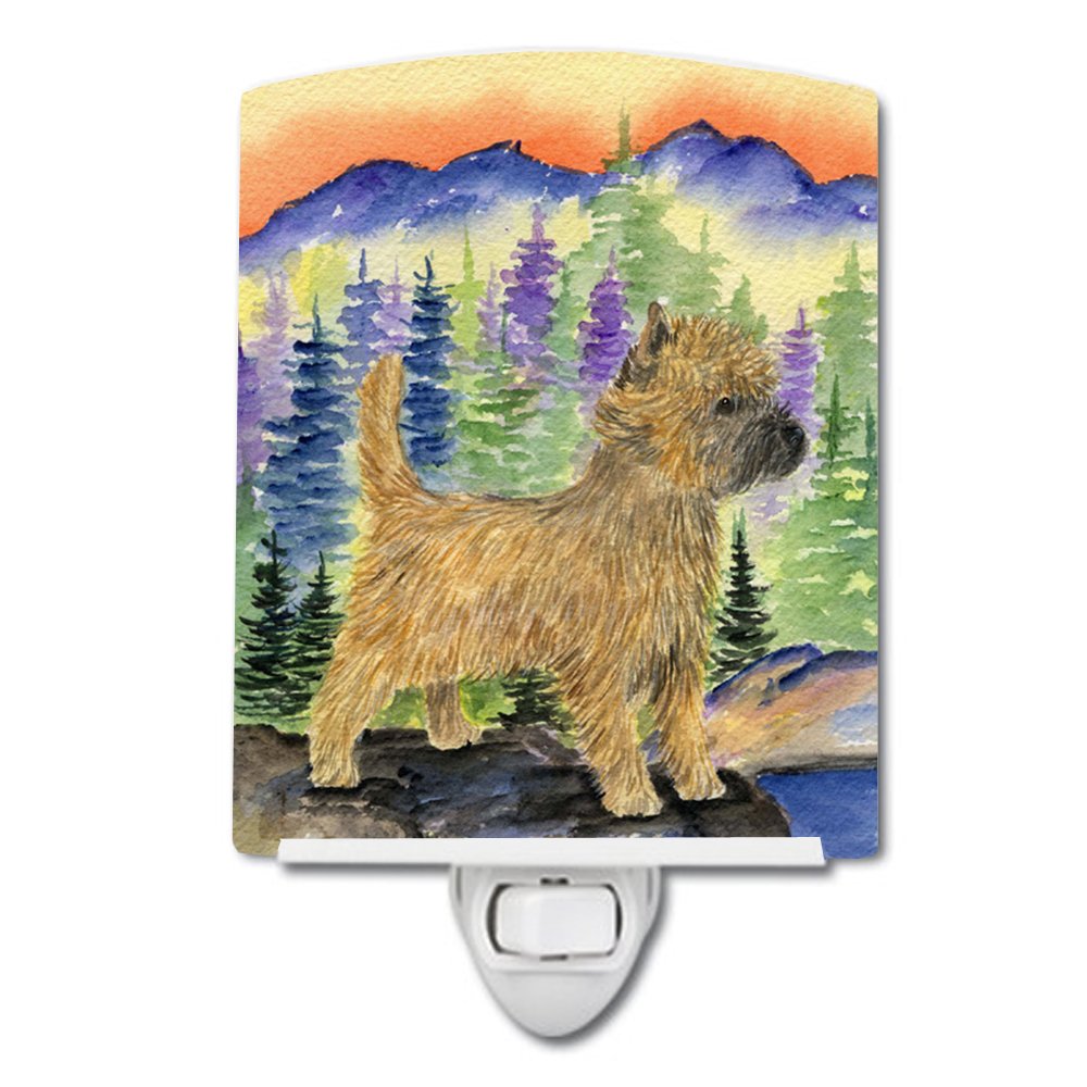 Caroline'S Treasures Ss8255Cnl Cairn Terrier Ceramic Night Light Compact, Ul-Certified, Ideal For Bedroom, Bathroom, Nursery, Hallway, Kitchen, 6X4X3, Multicolor