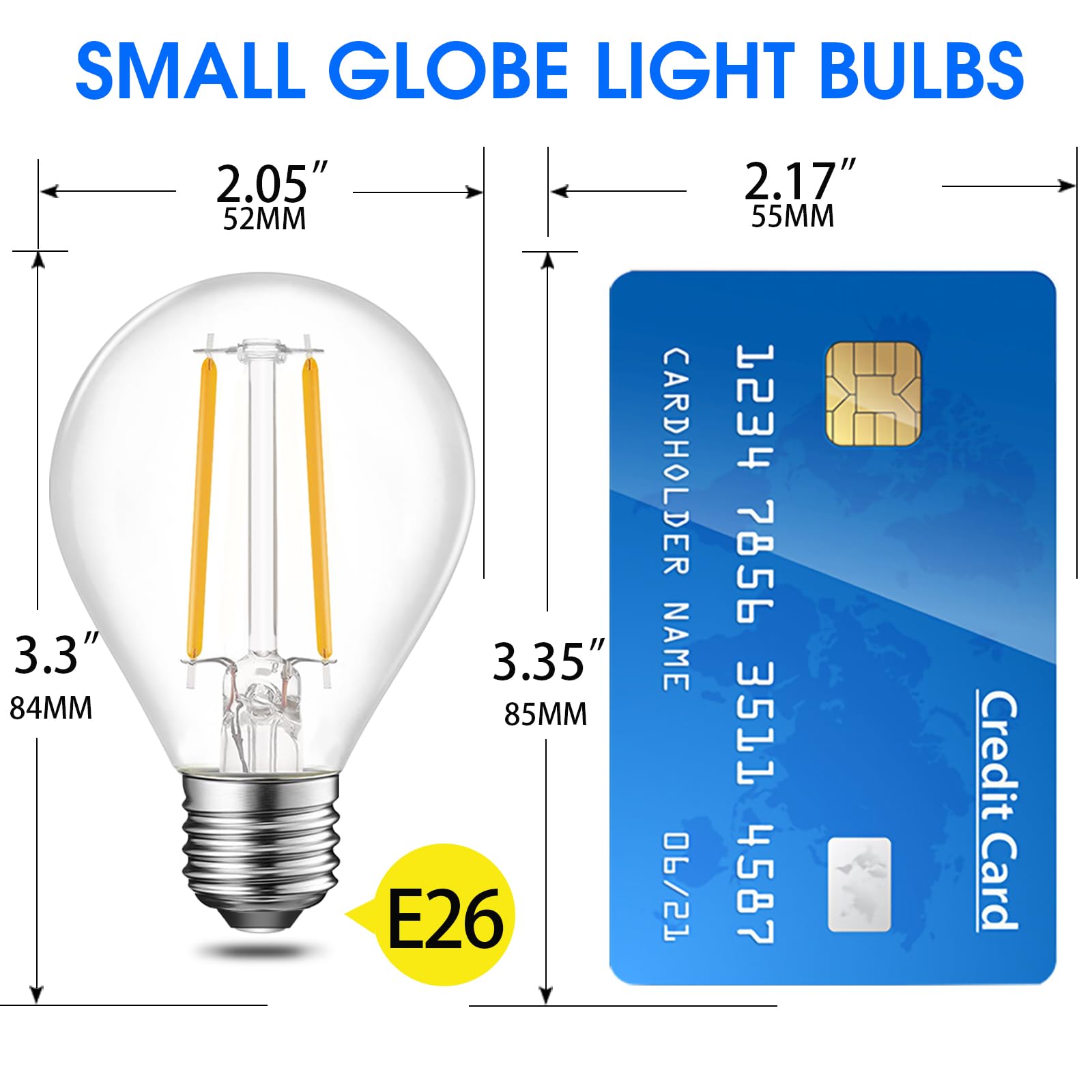 Energetic E26 Dimmable Led G16.5 Light Bulb 60 Watt Light Bulb 500 Lumens Candelabra Bulb For Chandeliers, Ceiling Fan, Vanity,