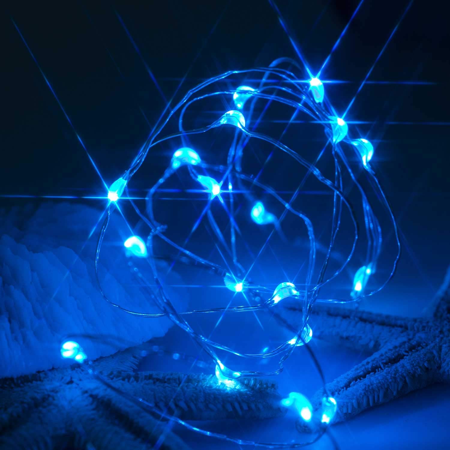 NiniTe LIGHTS 3 Pack Fairy Lights, 20 LED, Battery Operated, 6.6ft, Copper Wire, Blue - Ideal for Wedding, Party, Festival, Halloween, Christmas