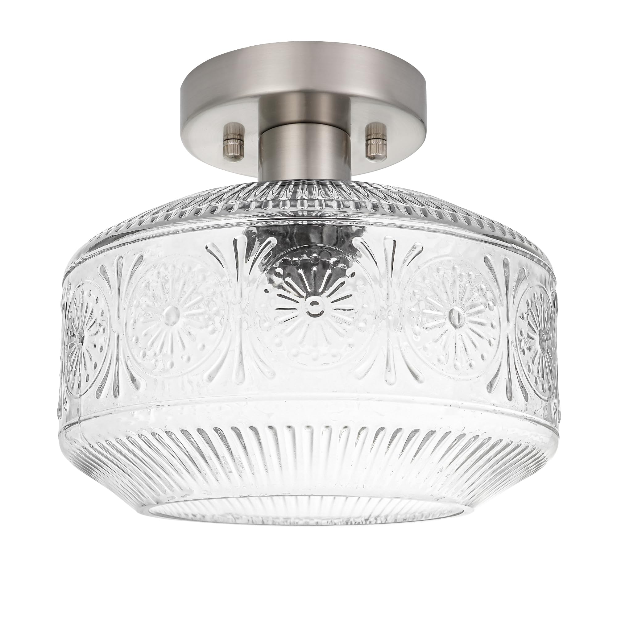 Dsmjfu Semi Flush Mount Ceiling Light, Vintage Small Ceiling Light Fixture, Thickened Glass Hallway Light Fixture, Brushed Nickel Kitchen Ceiling Mount Light For Entry Way, Bedroom, Bathroom