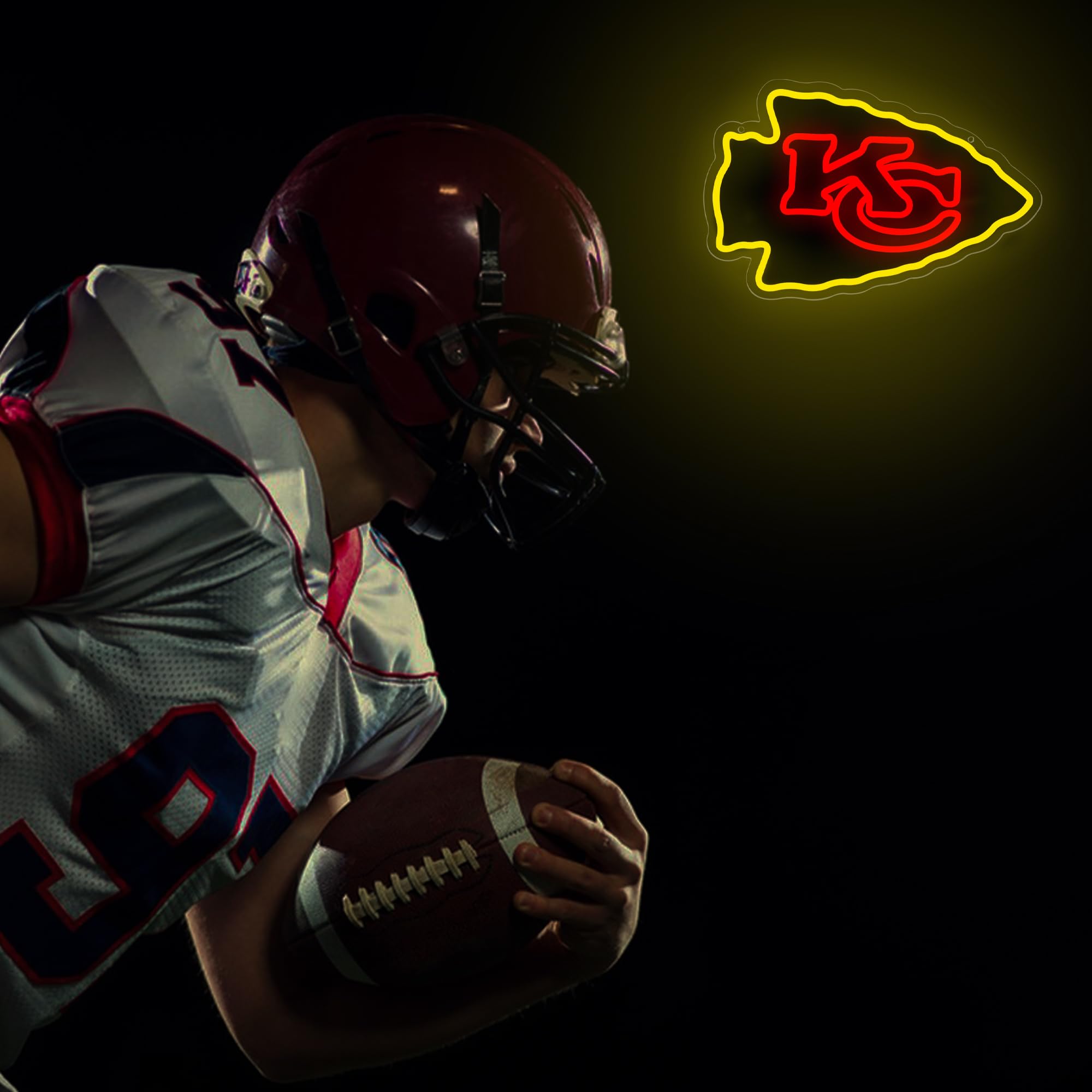 Football Neon Sign For Wall Decor Football Team Led Neon Light For Man Cave Birthday Gifts For Rugby Fans Yellow Light Up Sign For Bedroom Party Club Bar Dorm Size16.1 * 10.6In(Zyld268)