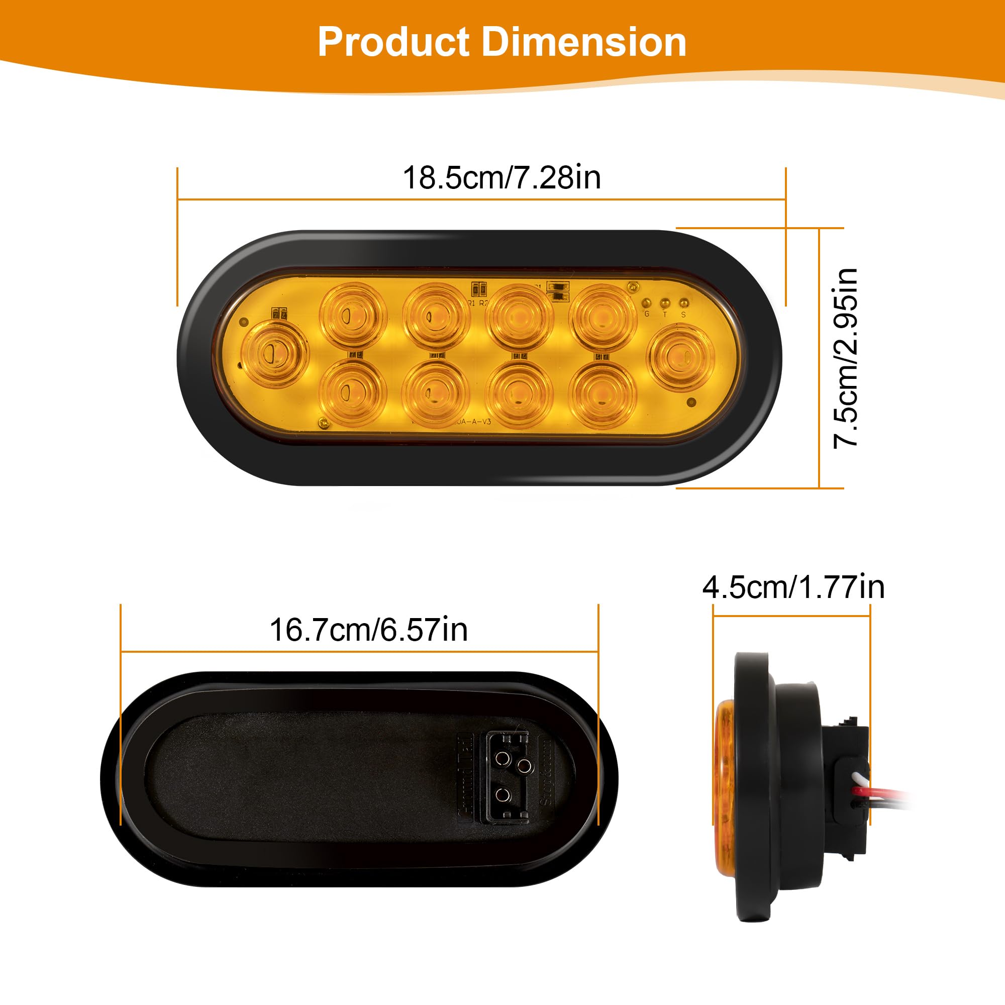 Runhwee 6'' Oval Led Trailer Lights Kit, 2Pcs Waterproof Stop/Turn/Brake Tail Lights With 10 Led Markers For Truck, Rv, Boat, Tr