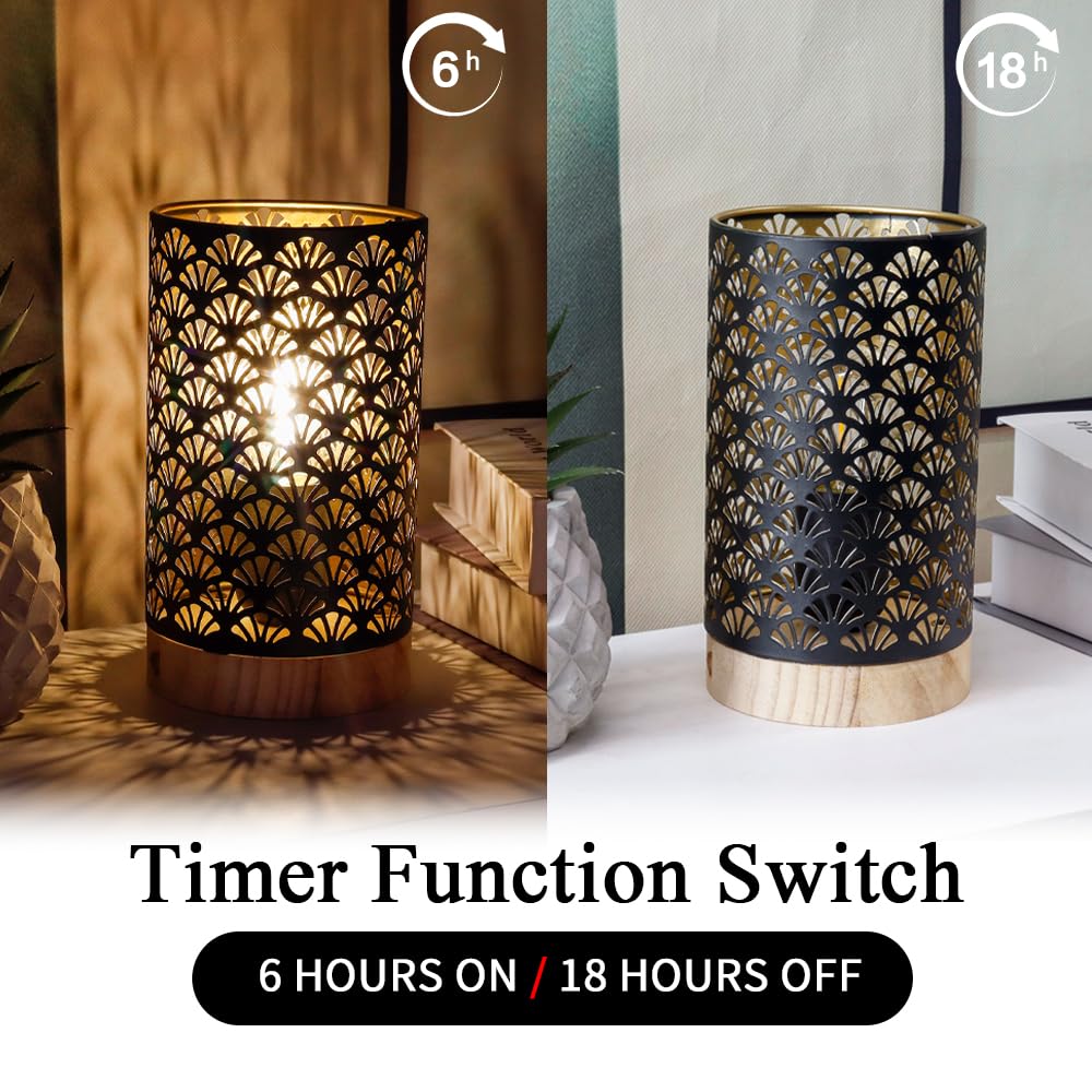 Jhy Design Metal Lamp Battery Powered 7.5''H Accent Cordless Lamp With 6-Hours Timer Battery Lamp For Weddings Party Patio Garde