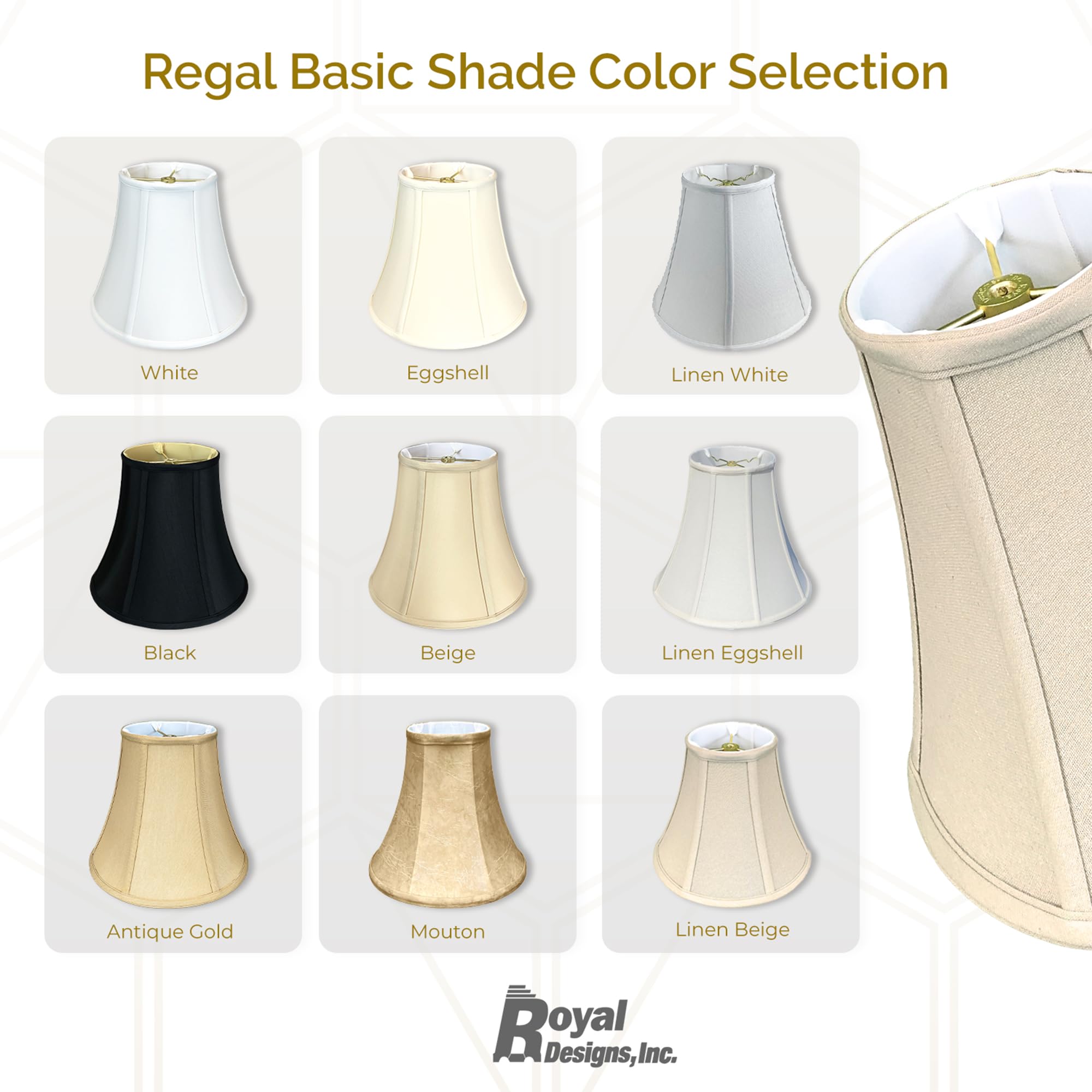 Royal Designs, Inc. True Bell Lamp Shade, Faux Silk, 6.5in x 12in x 10.5in, Beige, 2-Pack, Model BSO-704-12