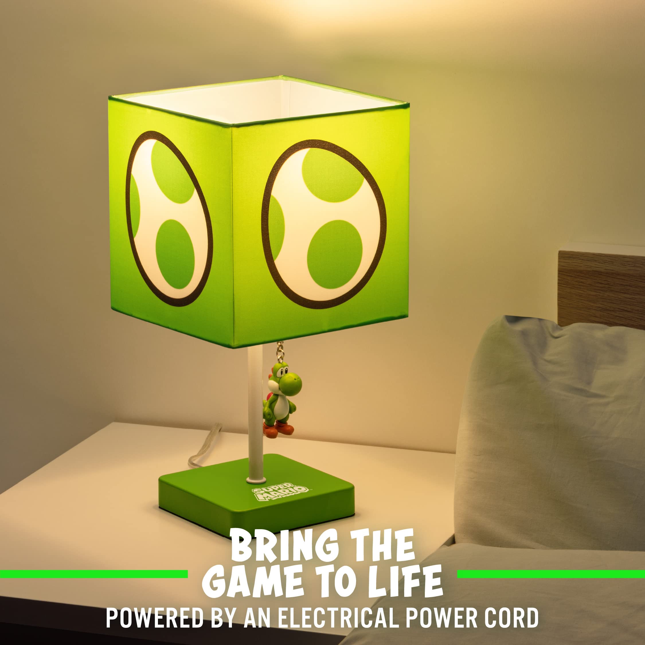 Paladone Super Mario Yoshi Lamp - Green Fabric Night Light, 14 in x 7 in, Model PP7941NNTX, Official Nintendo Room Decor
