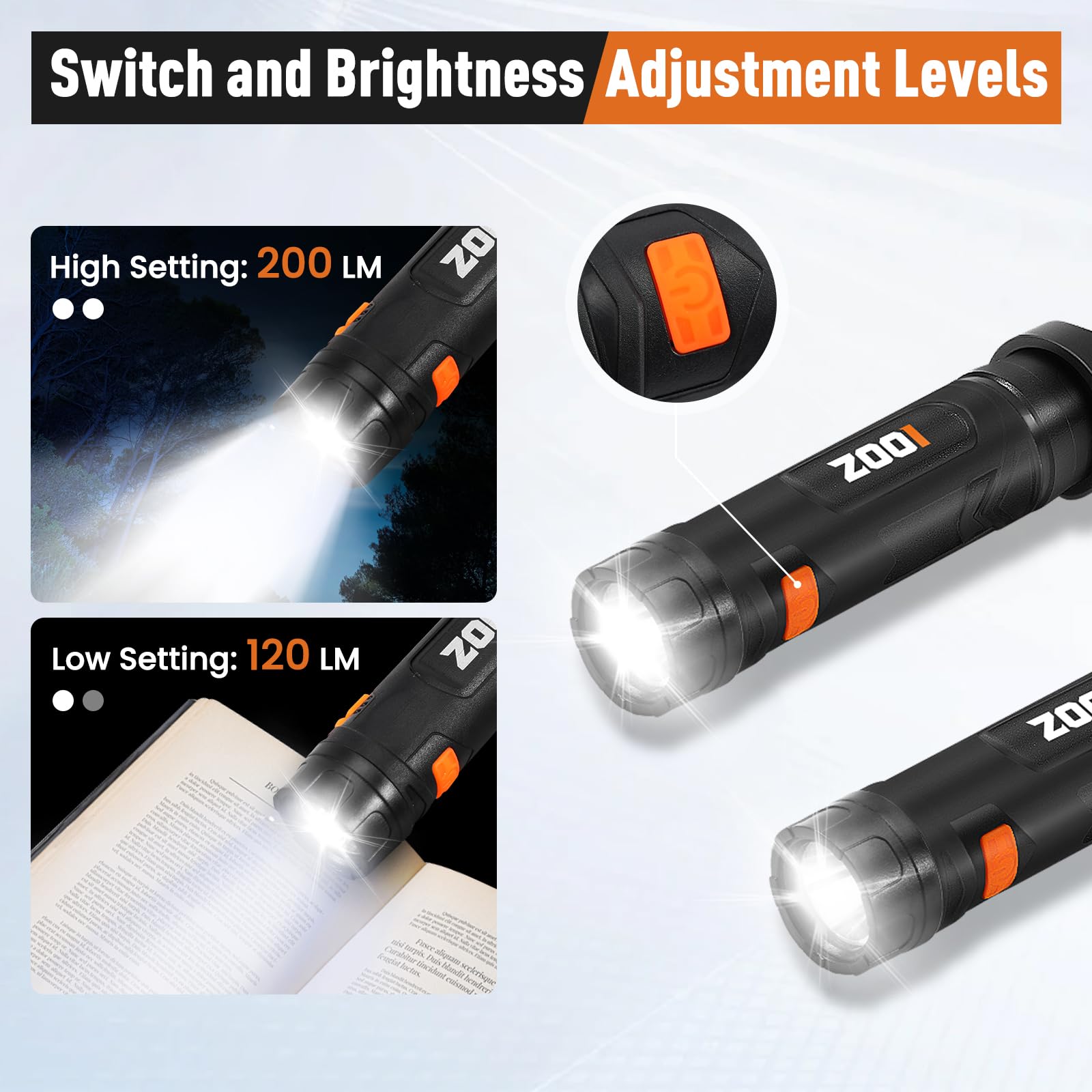 ZOOI Neck Light - Black Flashlight Lamp for Men, 7 x 4.33 x 0.6 inches, Ideal Valentines Day Gift for Him, Cool Gadgets