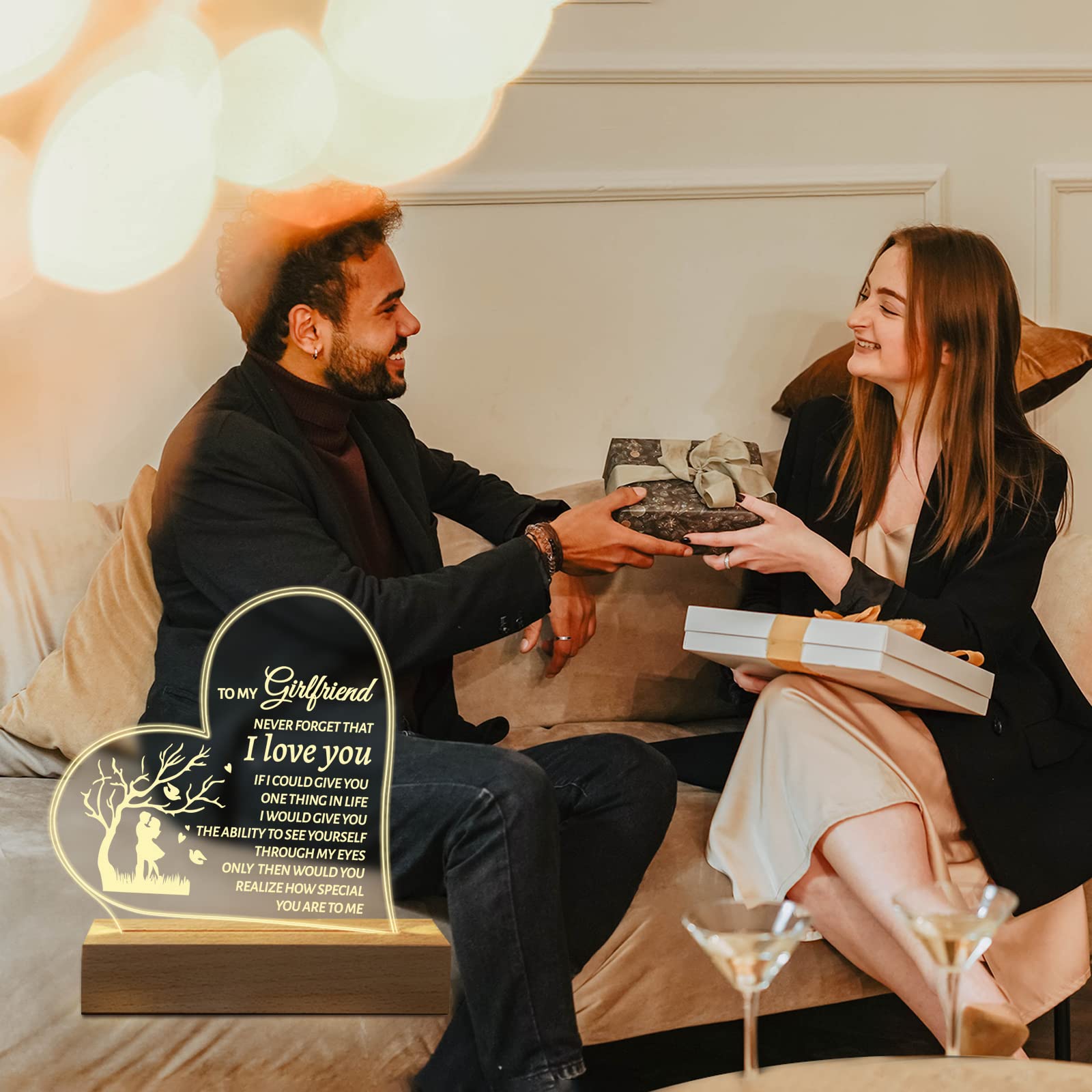 Hiipeenow Acrylic Engraved Night Light For Girlfriend - Perfect Birthday & Anniversary Gift