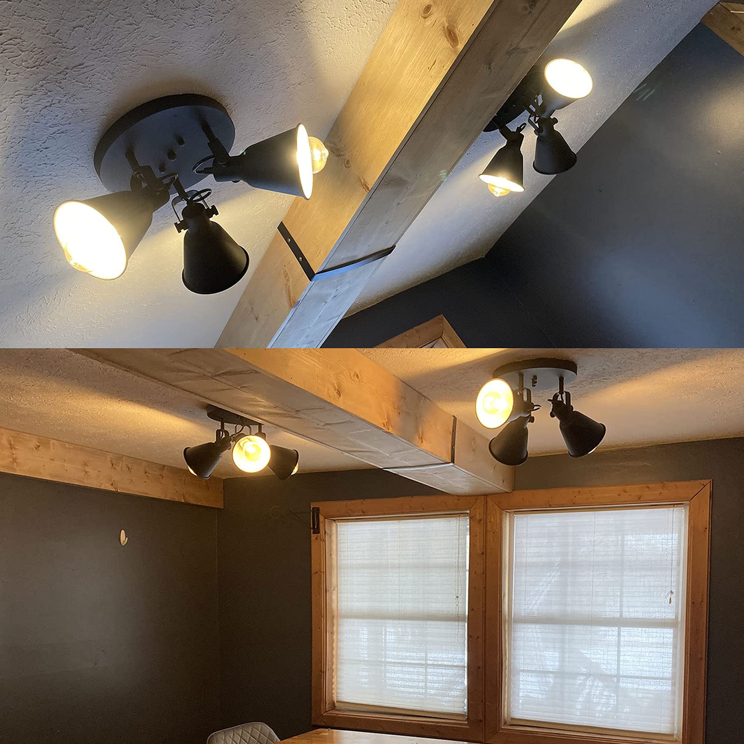 Diryzon Eul Multi-Directional Ceiling Spot Light,Adjustable Round Track Lighting,Industrial Semi Flush Mount Ceiling Light Fixtu