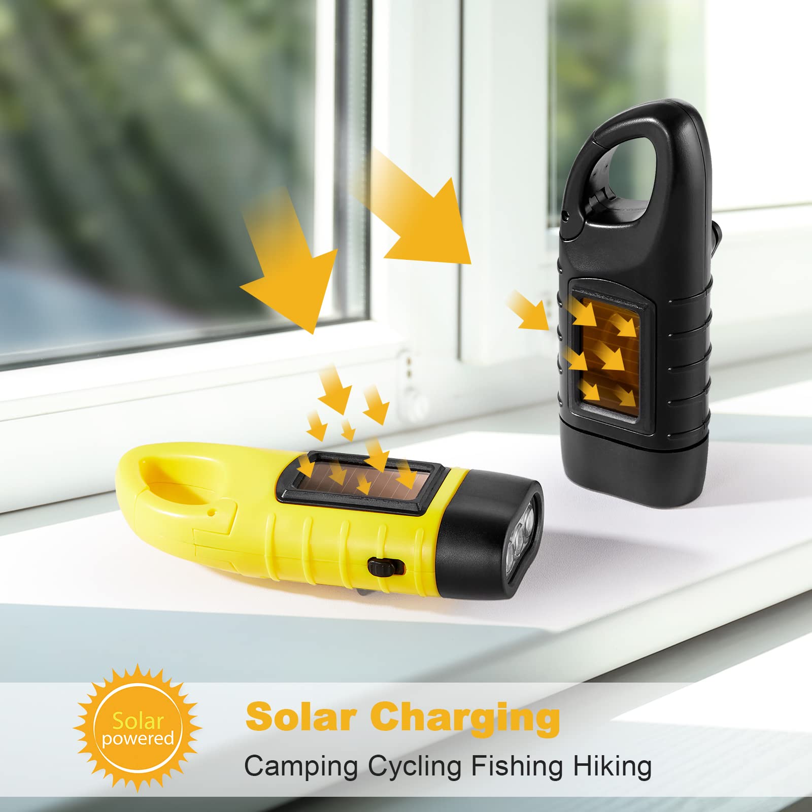 Mudder Hand Crank Solar Powered Flashlight, LED, Emergency Gear, Rechargeable, Model CL-Mudder-4736, Green/Black