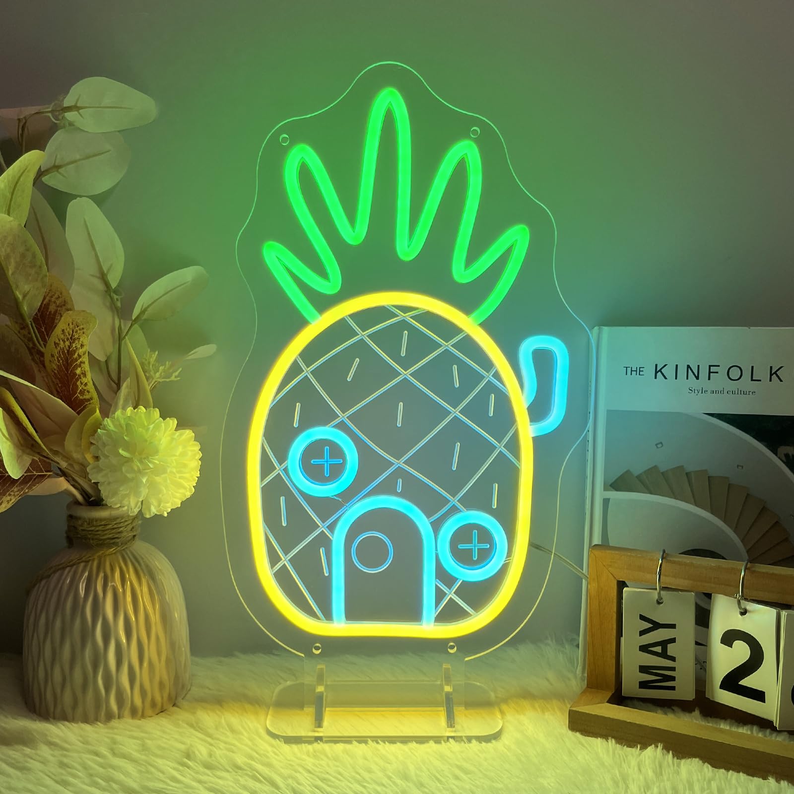 Pineapple House Neon Sign Dimmable Led Under Sea Pineapple Neon Light For Wall Decor Ocean Theme Kids Room Bedroom Gift