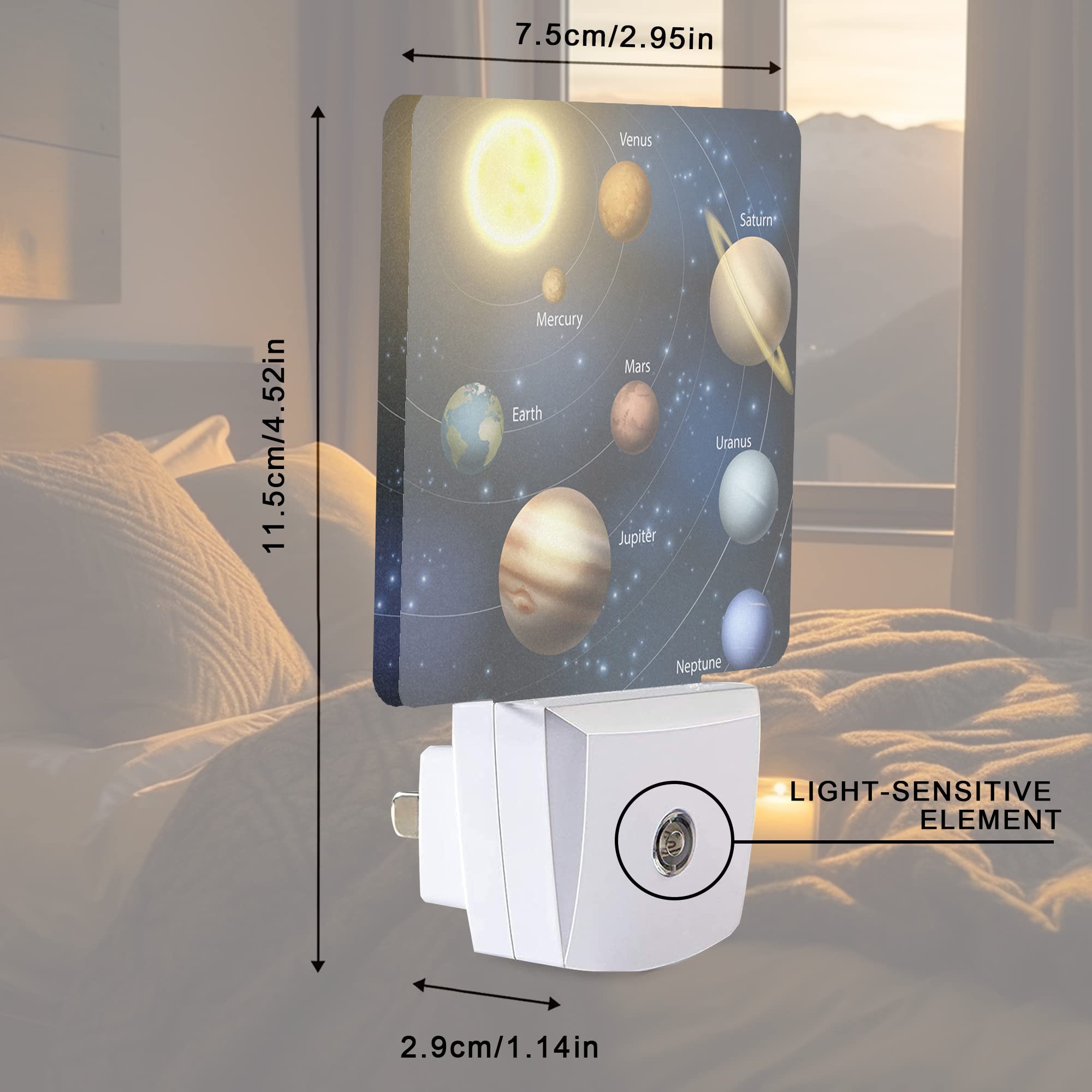Smoaffly LED Night Light -  t Solar System Design, Auto Sensor, Dusk-to-Dawn, Home Decor for Nursery, Model XD-FXYD-LST13