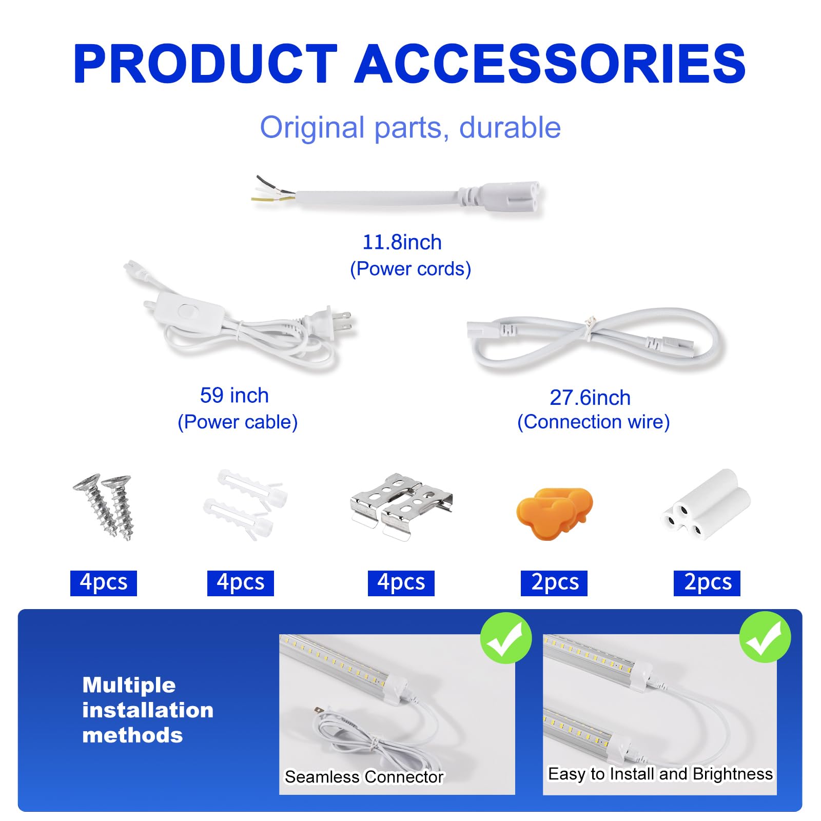 Aqiquut 3Ft Lights 36W 6500K 5000Lm Daylight Foot Led Shop Lights 110V Linkable Clear Cover Integrated V-Shape For Shop Garage Warehouse Workshop Commercial Bay Lighting(2-Pack)