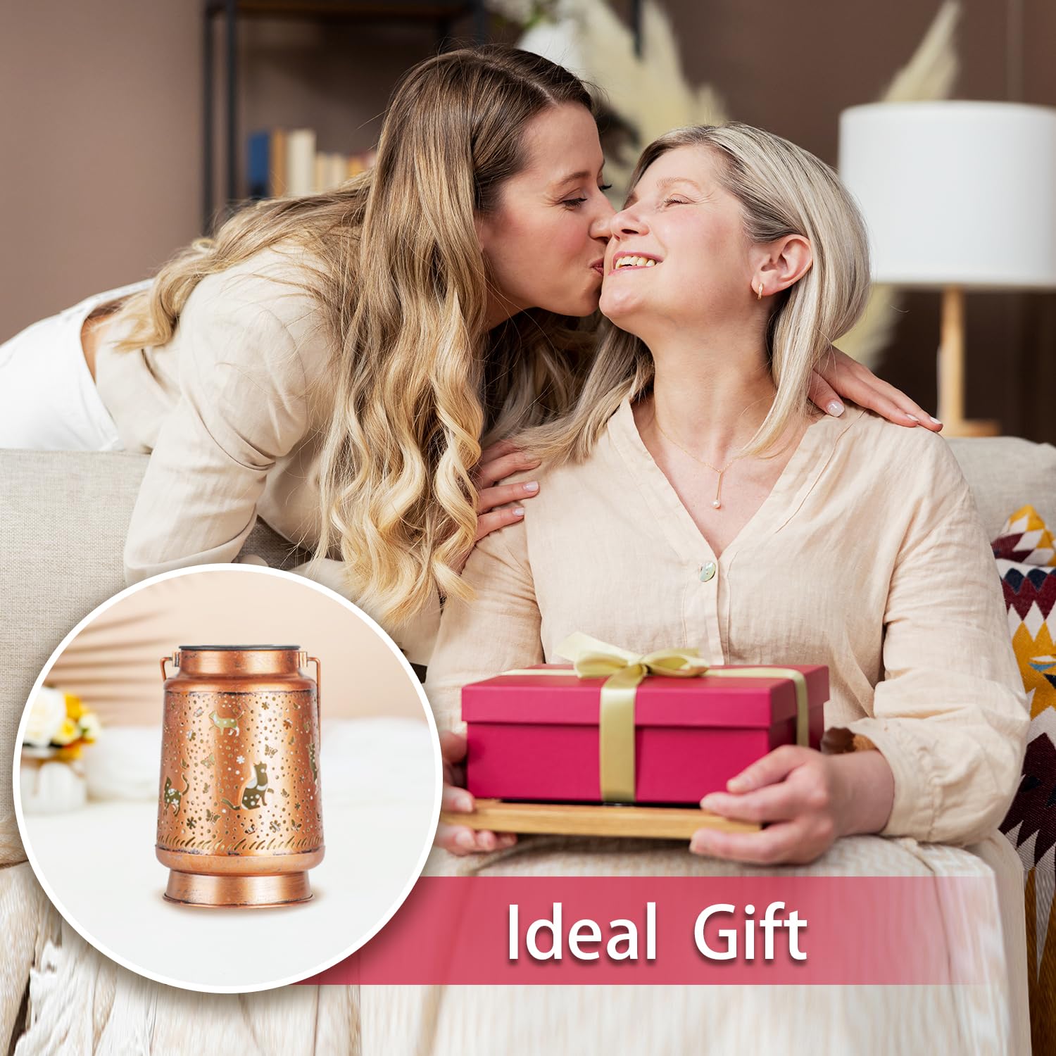 2 Pack Cat Outdoor Solar Hanging Lanterns Waterproof Led Solar Lights Metal Decorative Lanterns For Garden, Patio, Courtyard, Ba