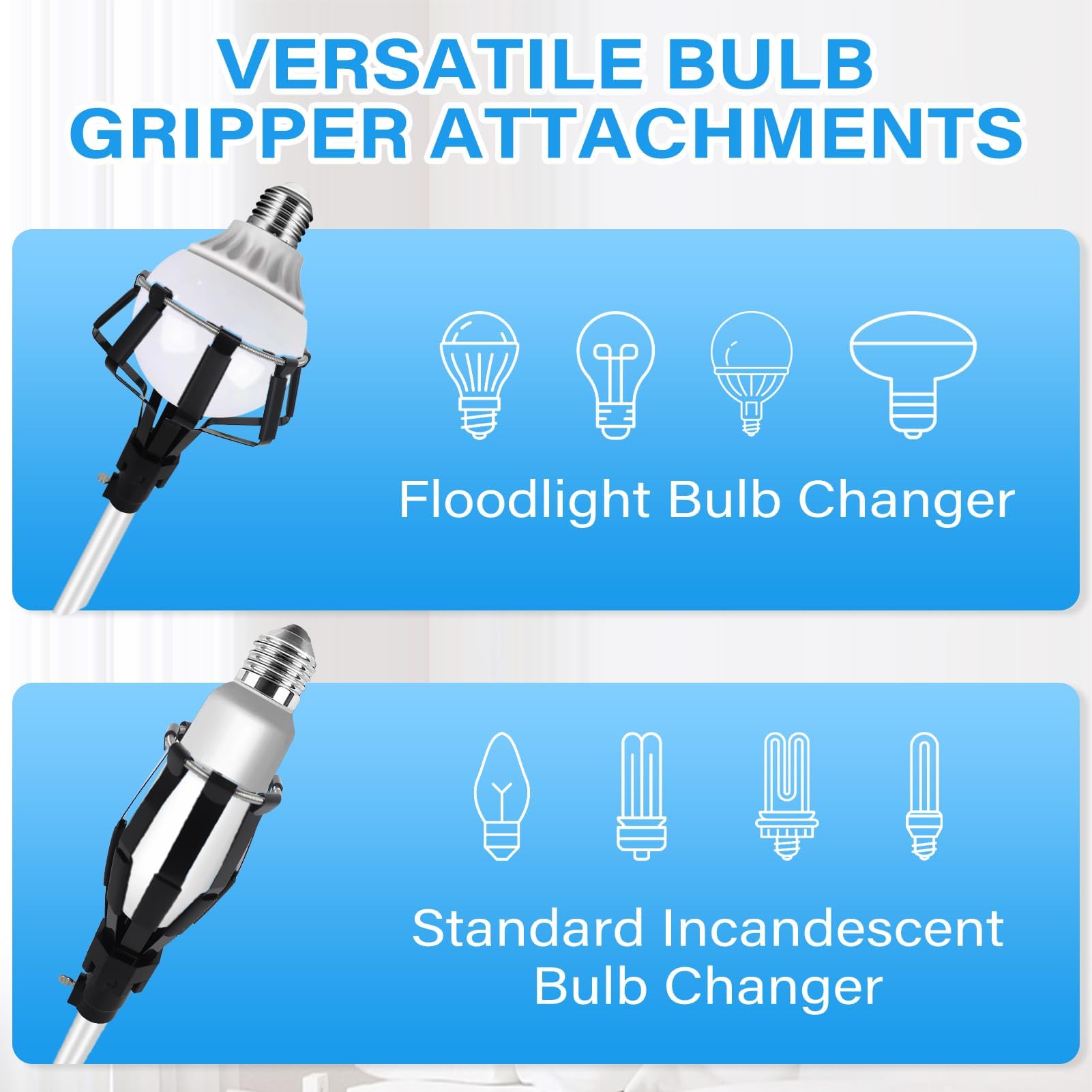 18Ft Reach Light Bulb Changer For High Ceilings,12Ft Telescopic Extension Pole For High Ceilings And Recessed Lights,High Reach