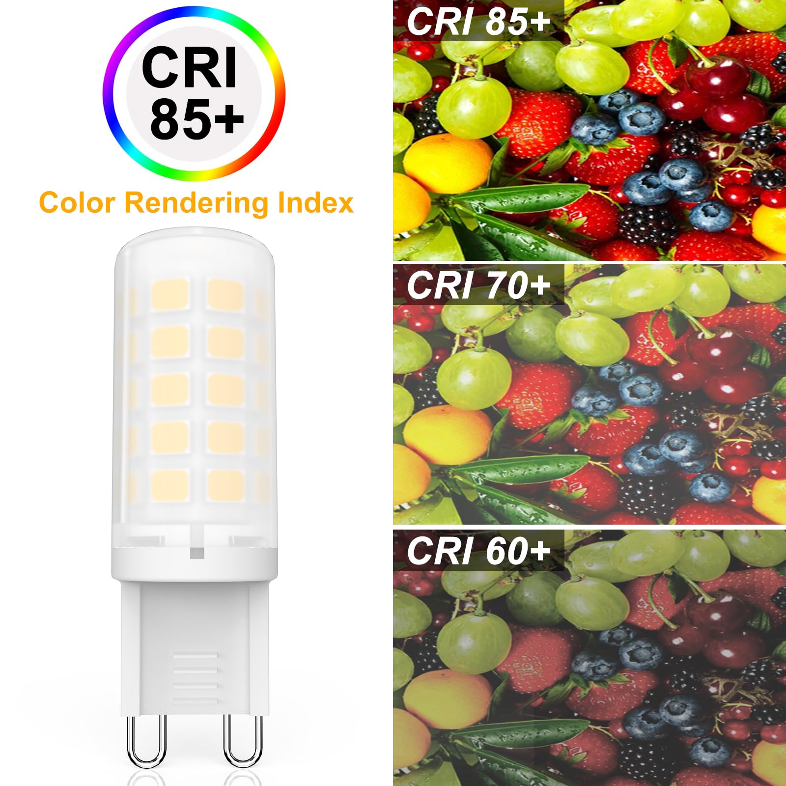 Baoming G9 Led Bulb 3W, 40 Watt T4 G9 Halogen Equivalent, 3000K Soft Warm White, 120V No-Flicker, Non-Dimmable.Chandelier Lighti