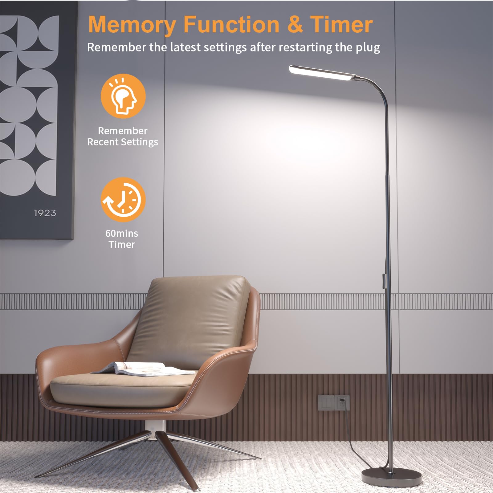 Xinp Floor Lamp, Bright 18W Led Standing Lamps For Living Room, Remote Stepless Adjustable Color And Brightness Dimmable With On