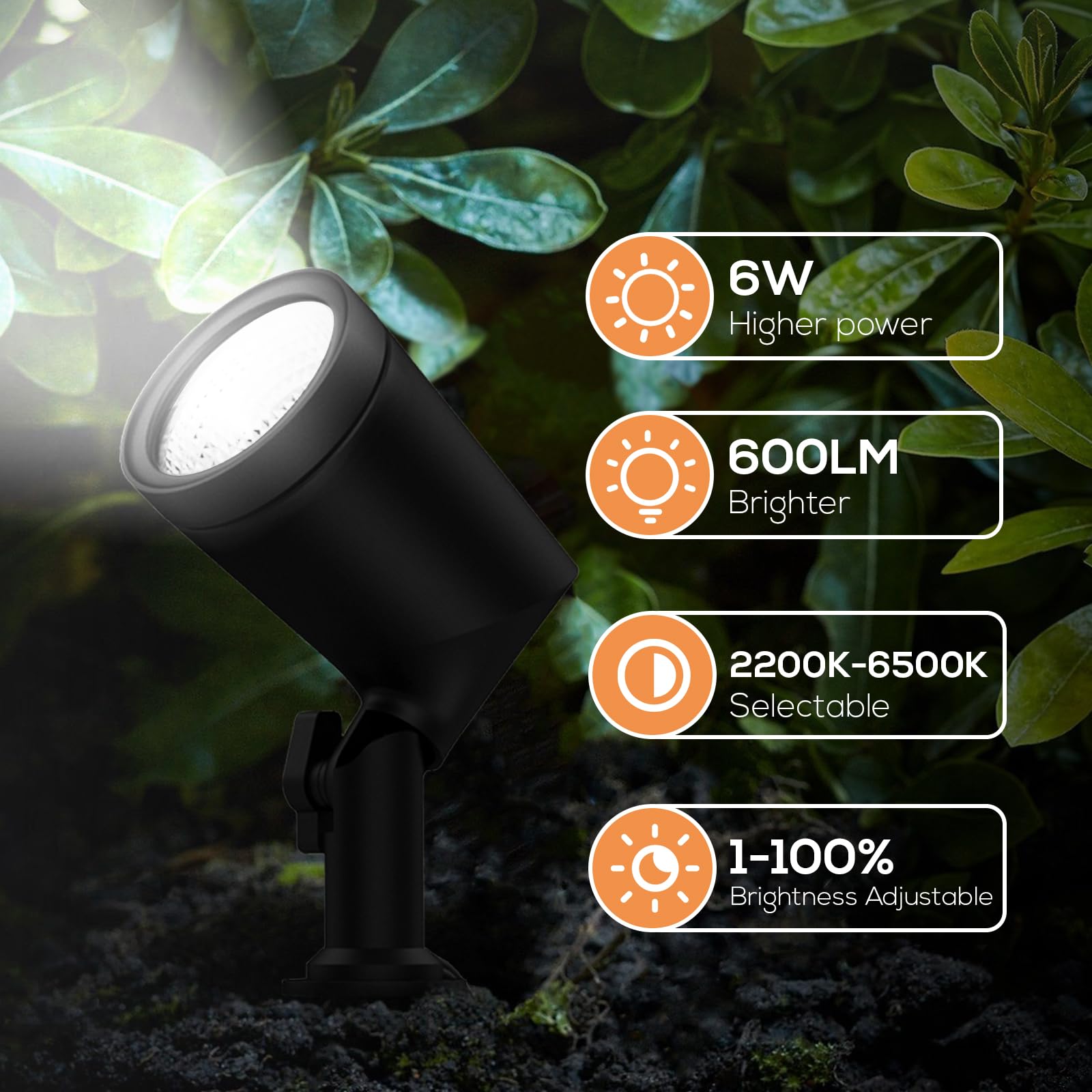 Zyan 4 Pack 24W Smart Landscape Lights, Color Changing, Compatible With Alexa