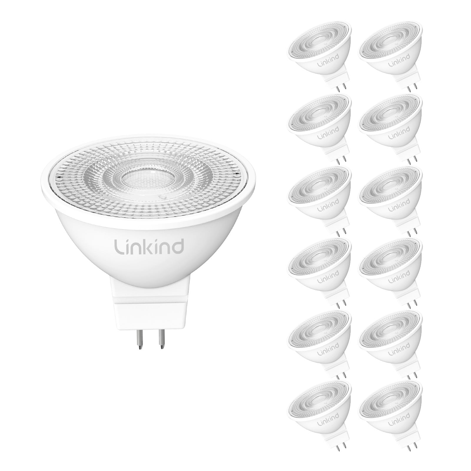 Linkind Dimmable Mr16 Led Bulbs  50W Equivalent Gu5.3 Bi-Pin Base Mr16 Bulbs  12V Low Voltage 5W 2700K Soft White 500Lm 40?Beam Angle For Spotlights  Recessed  Tracking  Landscape Lighting  12 Packs