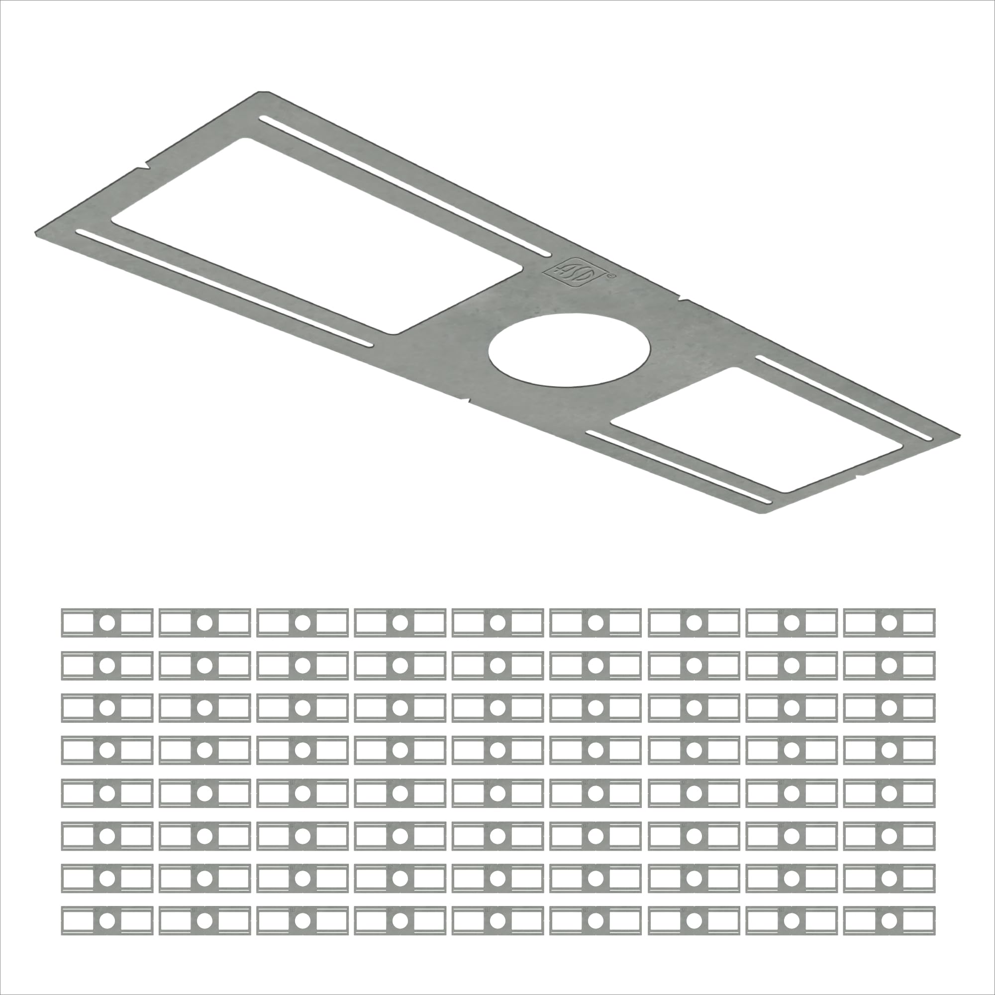 ASD 72 Pack New Construction Mounting Plate with Symmetric Round Hole - 4 Flat Steel Rough-in Wafer Light Bracket, LED Recessed 