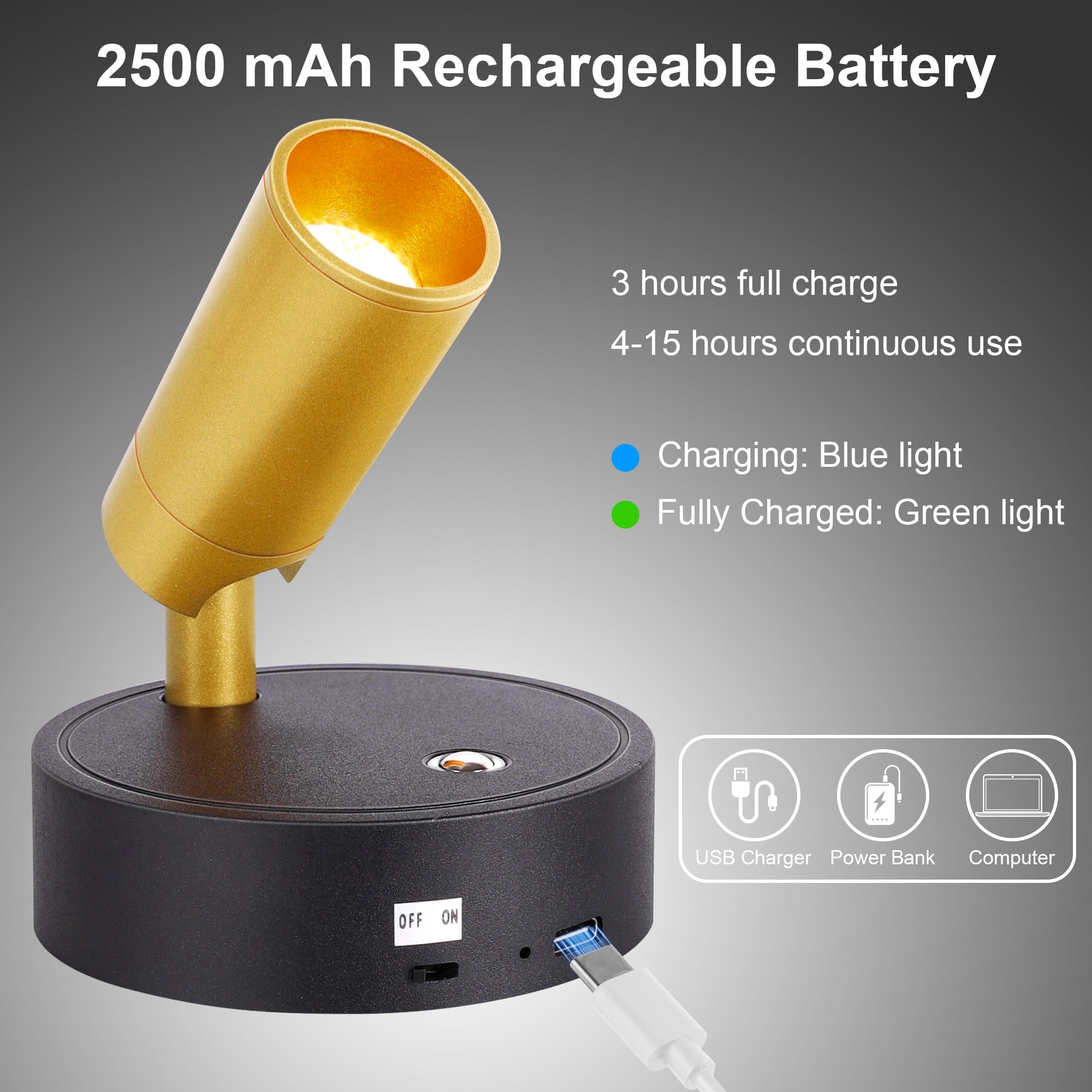 2 Pack Wireless Spotlight Indoor, Battery Operated Accent Lights Indoor With Remote Control Timer&Dimmable, Rechargeable 3Cct Tr