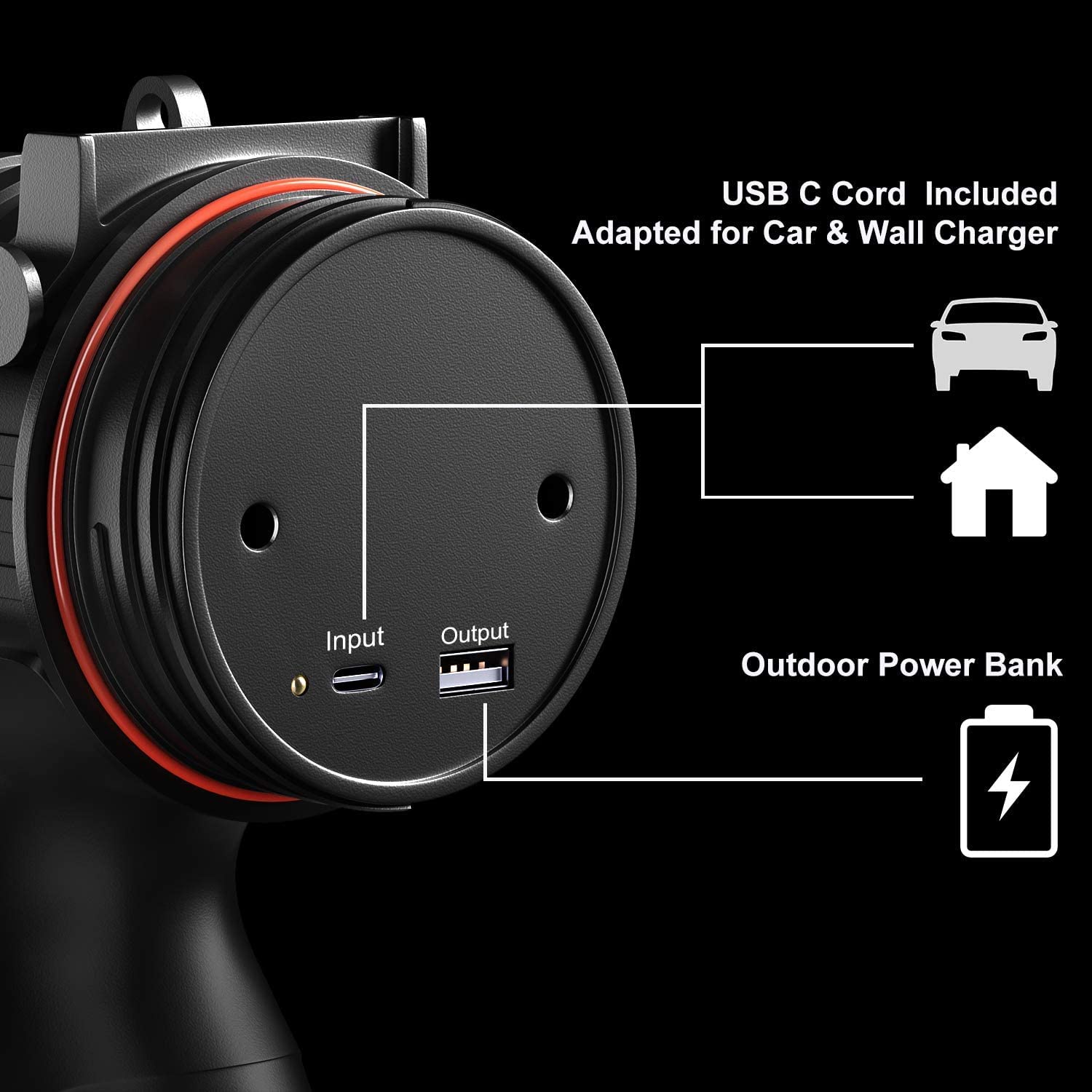 Buysight Rechargeable Spotlight Flashlight, Hand Held Spotlight 200,000 Lumens Waterproof Flashlight Hunting Lamp With Red Filte