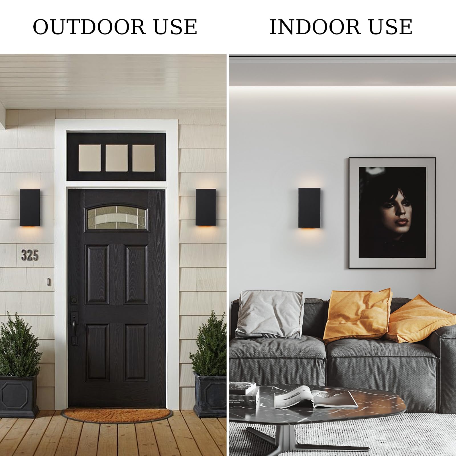 Zicbol Modern Outdoor Wall Light Black Up And Down Lights Outdoor 10 Led Exterior Lighting Fixtures For House  Porch Outside Lights For Entryway Front Door Patio Garage (10W  3000K/4500K/6000K)