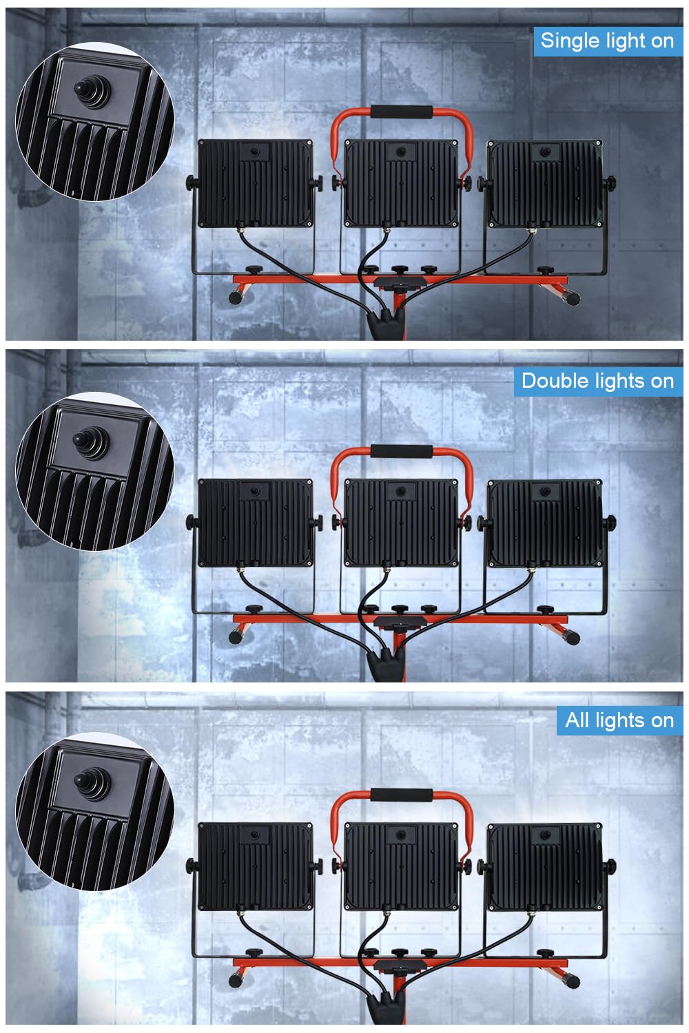 Work Light 10000LM 5000K 1000W Halogen Equivalent led Work Light with 76.8in Adjustable Metal telescoping Tripod Stand IP65 Wate