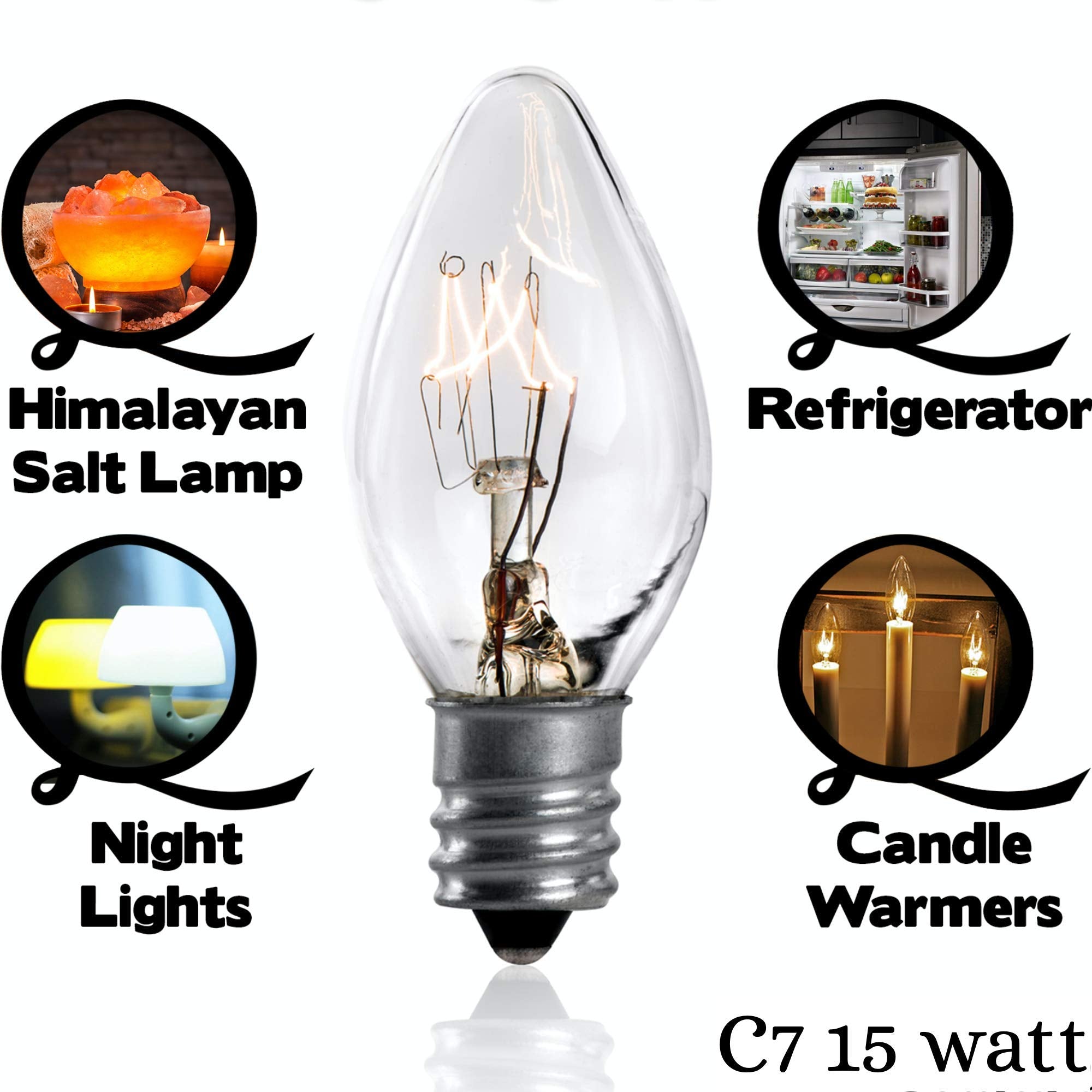 SouLight 15 Watt Replacement Bulbs for Himalayan Salt Lamps, E12 Socket, Warm White, 8 Count, Clear Glass