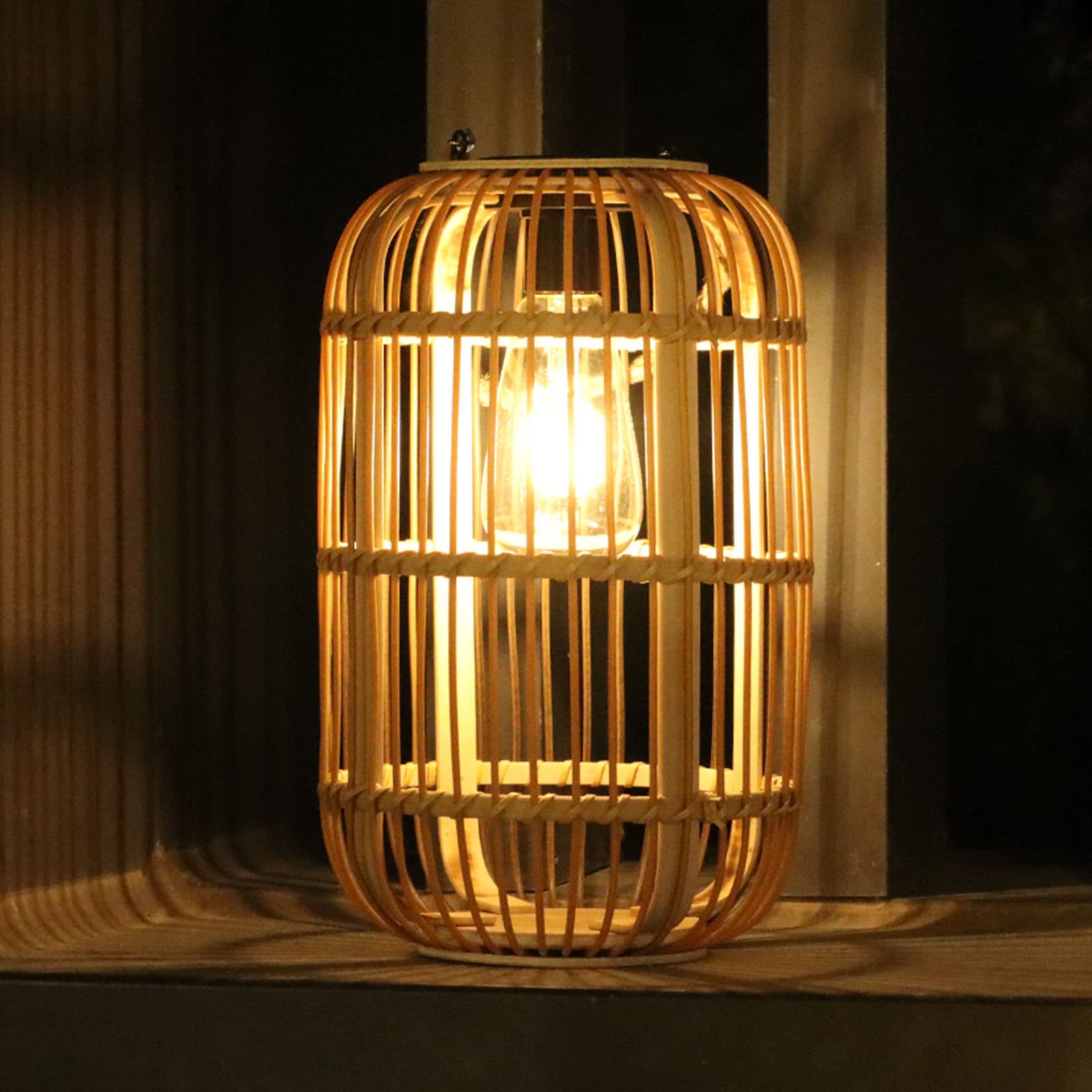 Livinlarge Solar Lantern - Outdoor Waterproof Hanging Rattan with Handle, Multicolor, Model HSL432 for Garden Patio Decoration