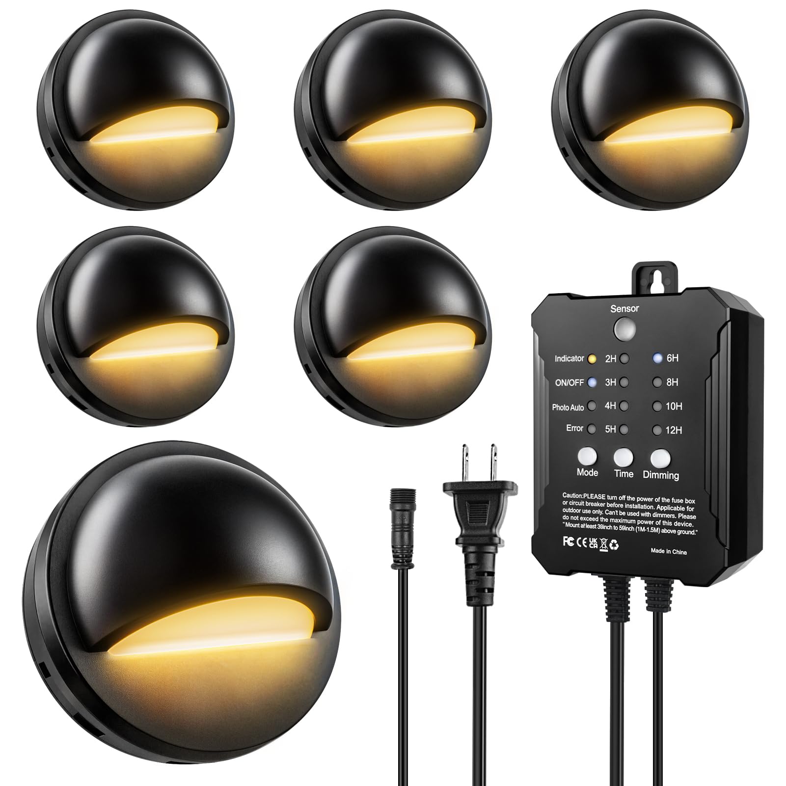 HOSITARK Low Voltage LED Deck Lights Kit with Transformer Timer and Photocell Sensor  IP67 Waterproof Low Voltage Landscape Lighting  Step Lights for Outdoor Walkway Stair Post Railing (6 Pack)