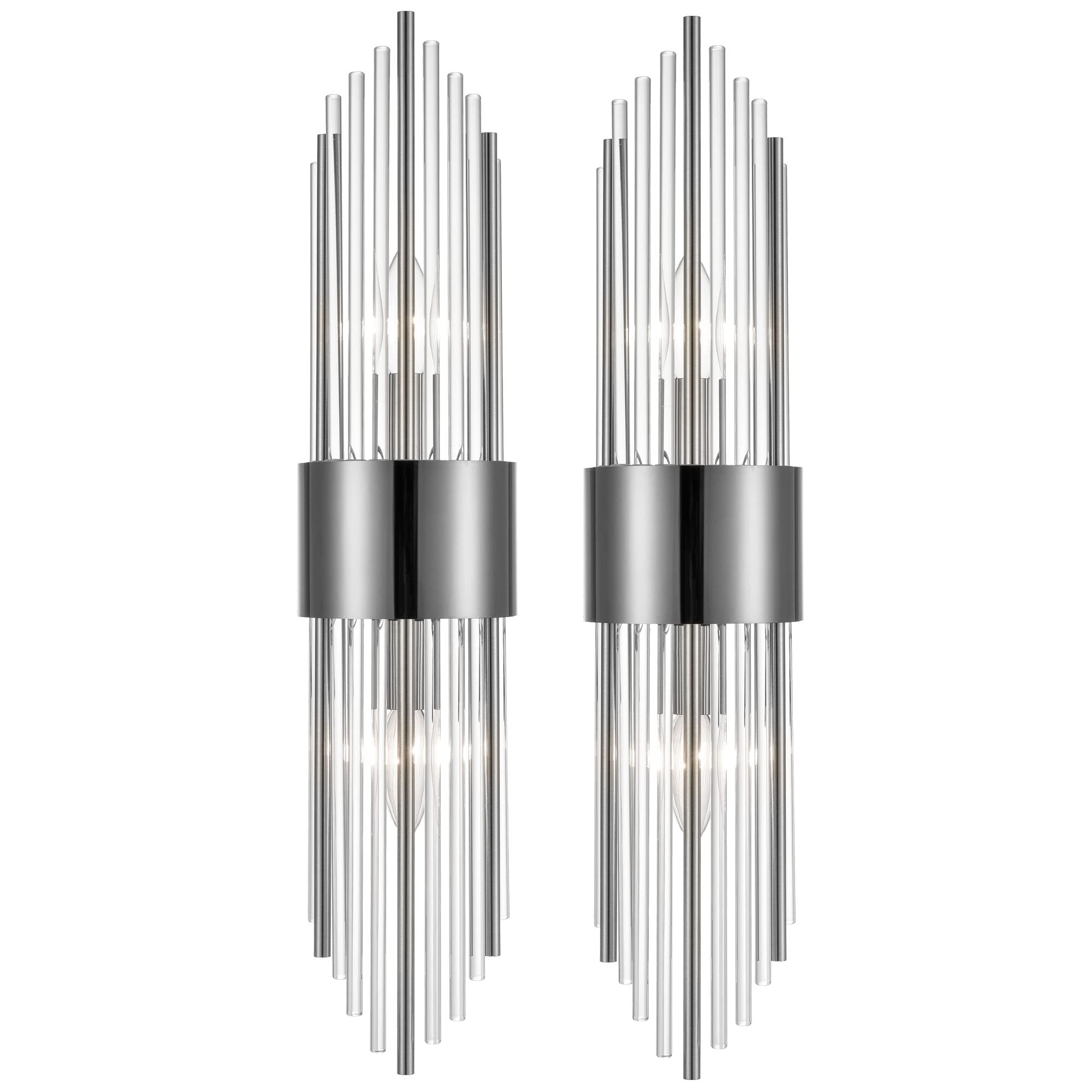 Shawnkey 2-Light Modern Wall Sconce, Black Metal & Clear Glass, Ideal For Bedroom & Bathroom