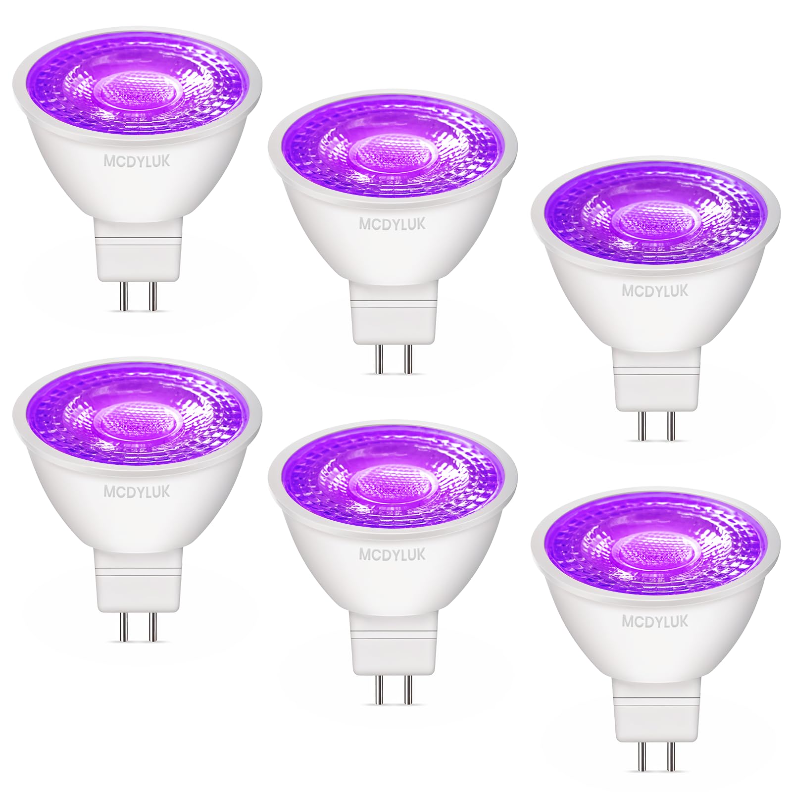 Mcdyluk Led Mr16 Purple Light Bulb 4W  20W 35W 50W Halogen Equivalent  12V Low Voltage Gu5.3 Bi-Pin Led Purple Bulbs For Outdoor Landscape Yard Garden Tree Pool Holiday Lighting  38 Deg  6 Pack