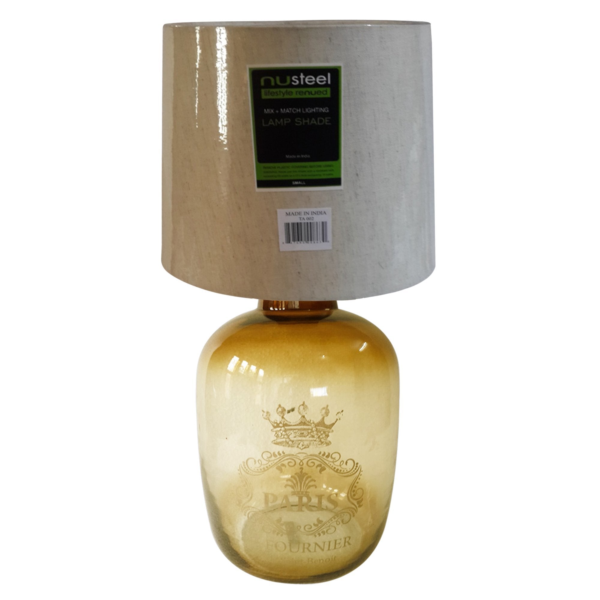 Nu Steel Amber Glass Decorative Table Lamps With White Shade