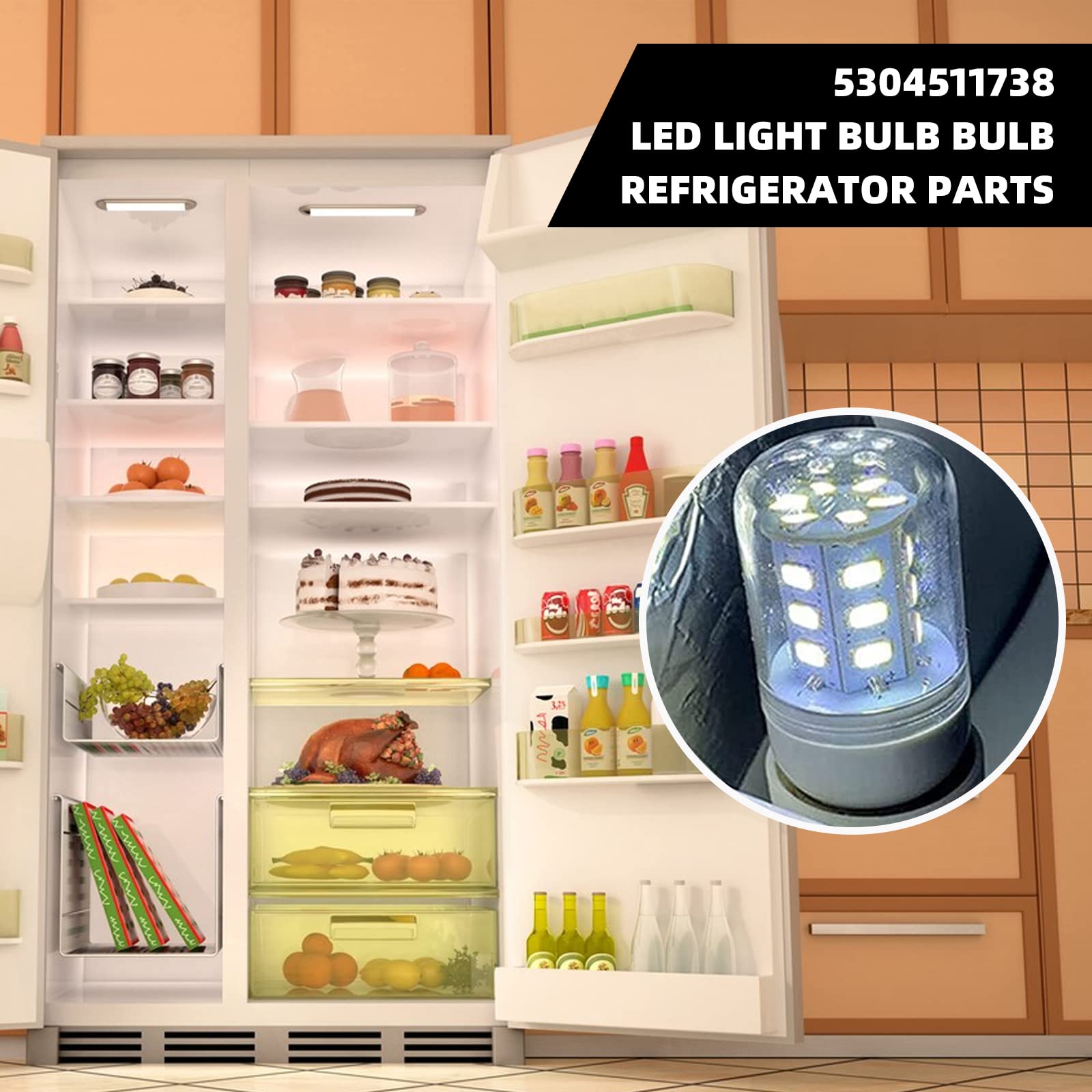 Niahm 5304511738 Refrigerator Light Bulb - 3.5W LED Replacement for Frigidaire Electrolux - White - 1 Piece