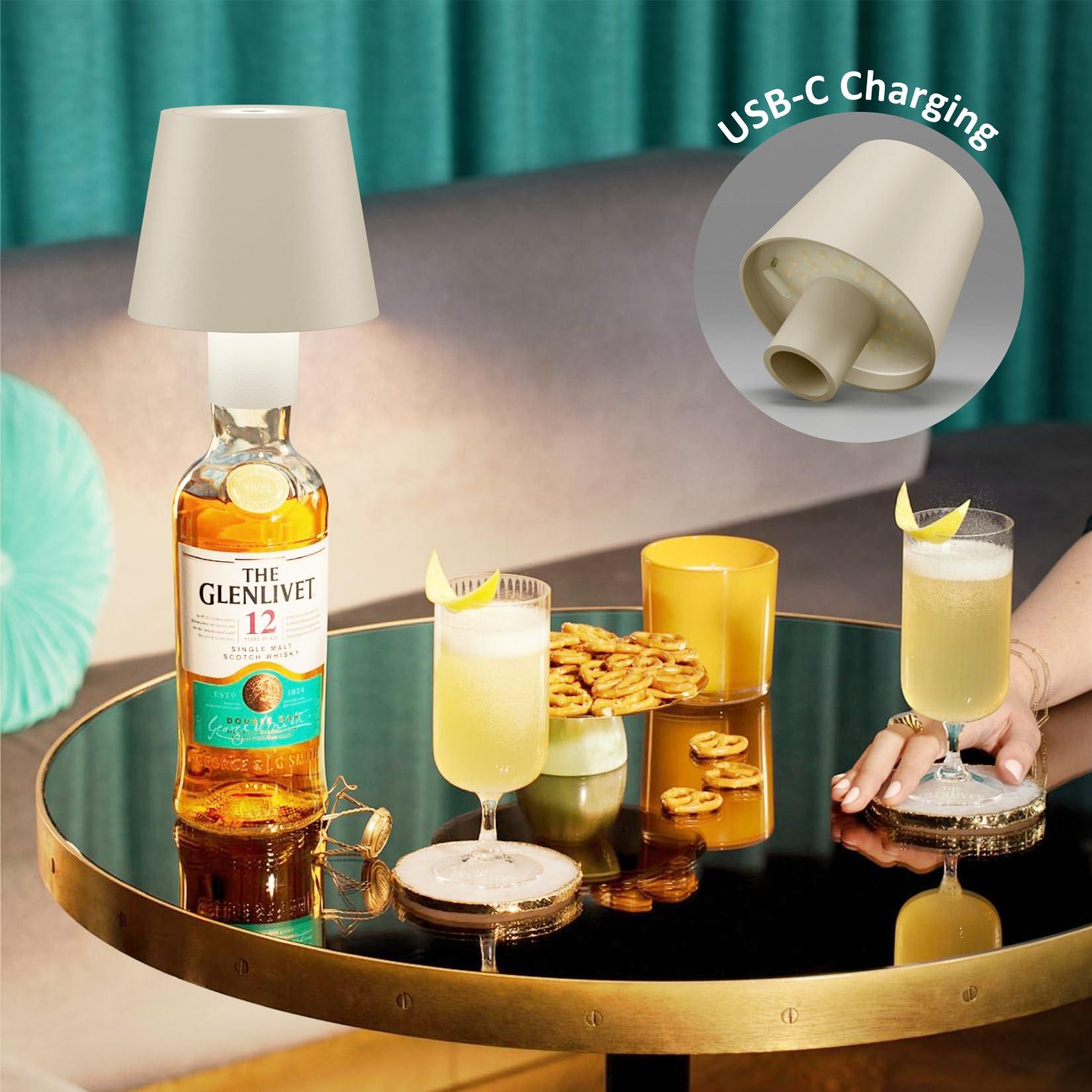 Coinmit 2 Pack Beige Led Bottle Lamp 5500Mah Battery Portable Table Bottle Lamp Cordless Ip54 Waterproof Cream Color Wine Bottle Light For Restaurant Dining Bar (Beige)