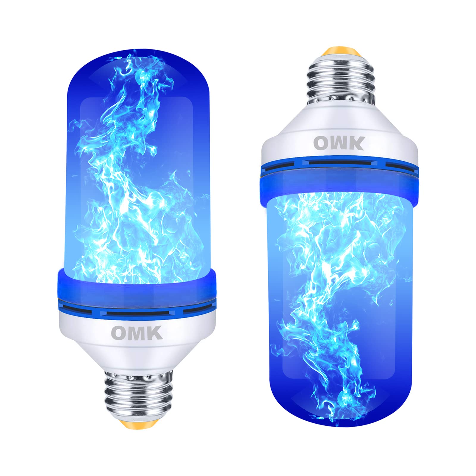 OMK - Blue Flame Halloween Decor LED Flame Effect Light Bulbs - Newest Upgraded 4 Modes Fire Simulated Lamps - Christmas, Party, Indoor/Outdoor Decoration Lights (Blue 2)