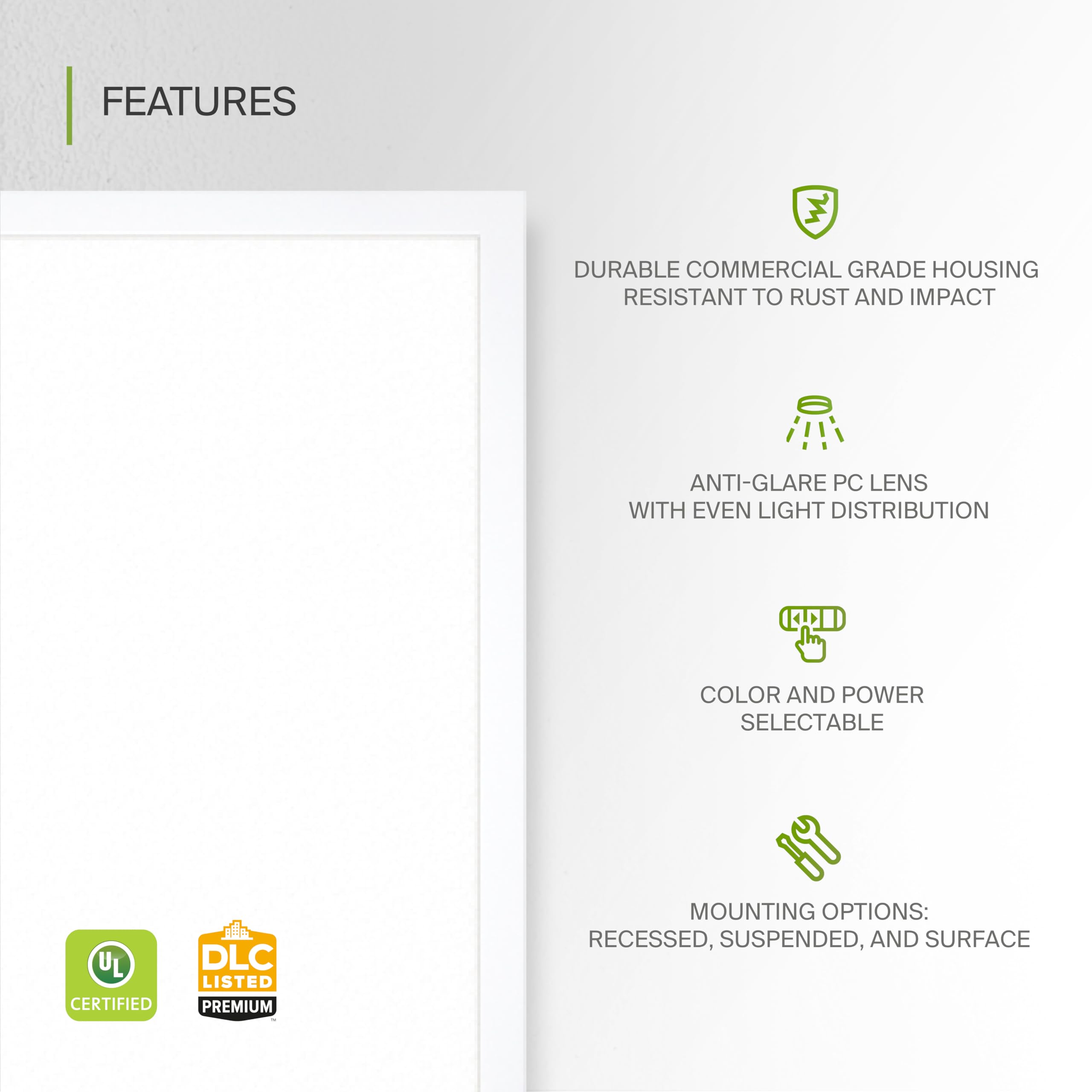 ASD 2x2 LED Flat Panel Light, 20/25/30W, Dimmable, 3761LM, 3500K/4000K/5000K Select