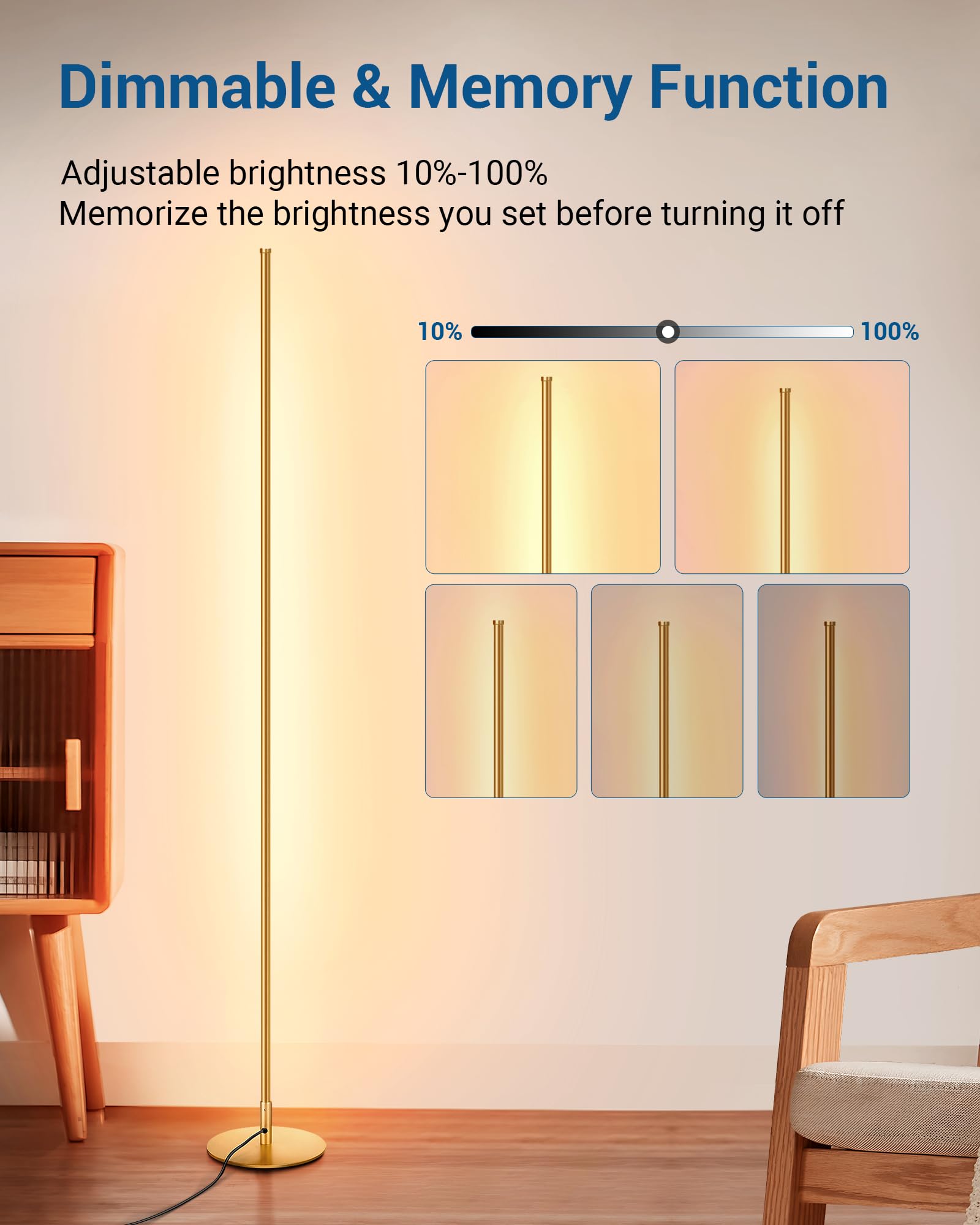 Dewenwils Minimalist Led Corner Floor Lamp, Set Of 2 Modern Dimmable Mood Light, 57.5'' Standing Tall Lamp For Living Room, Bedr