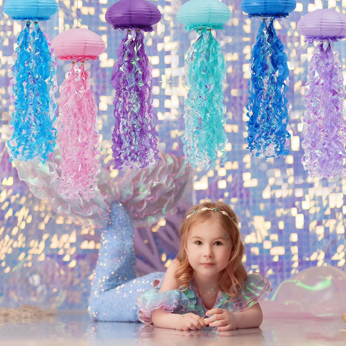 Yunxuan Mermaid Birthday Decorations, Jellyfish Paper Lanterns Hanging Jellyfish Decorations For Mermaid Baby Shower Ocean Under