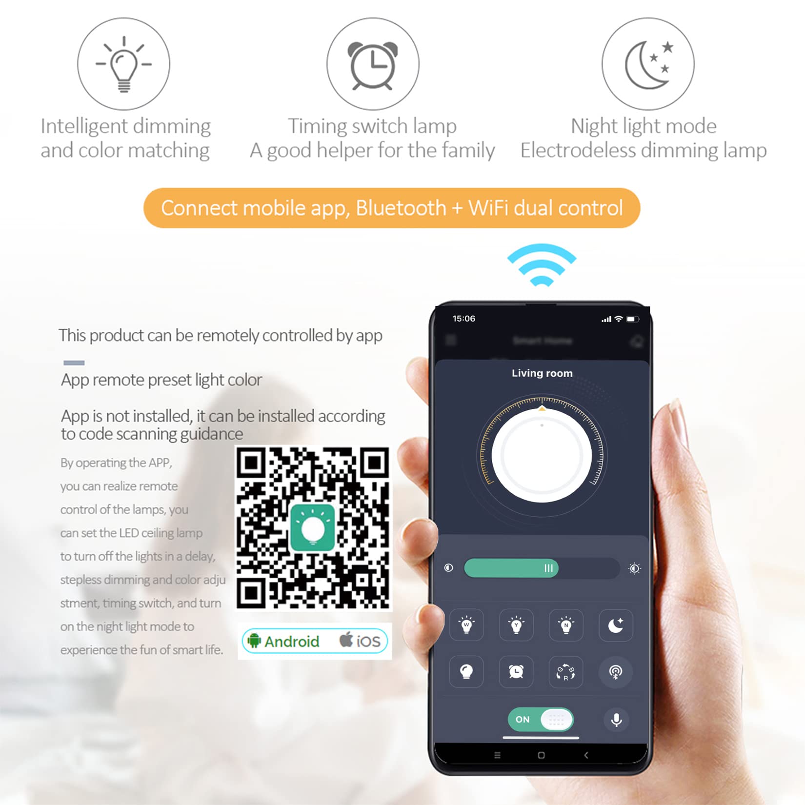 AHAWILL Modern Ceiling Light LED Chandelier, 39.4in/120W, 20 Heads, Acrylic, White, Model 204hh