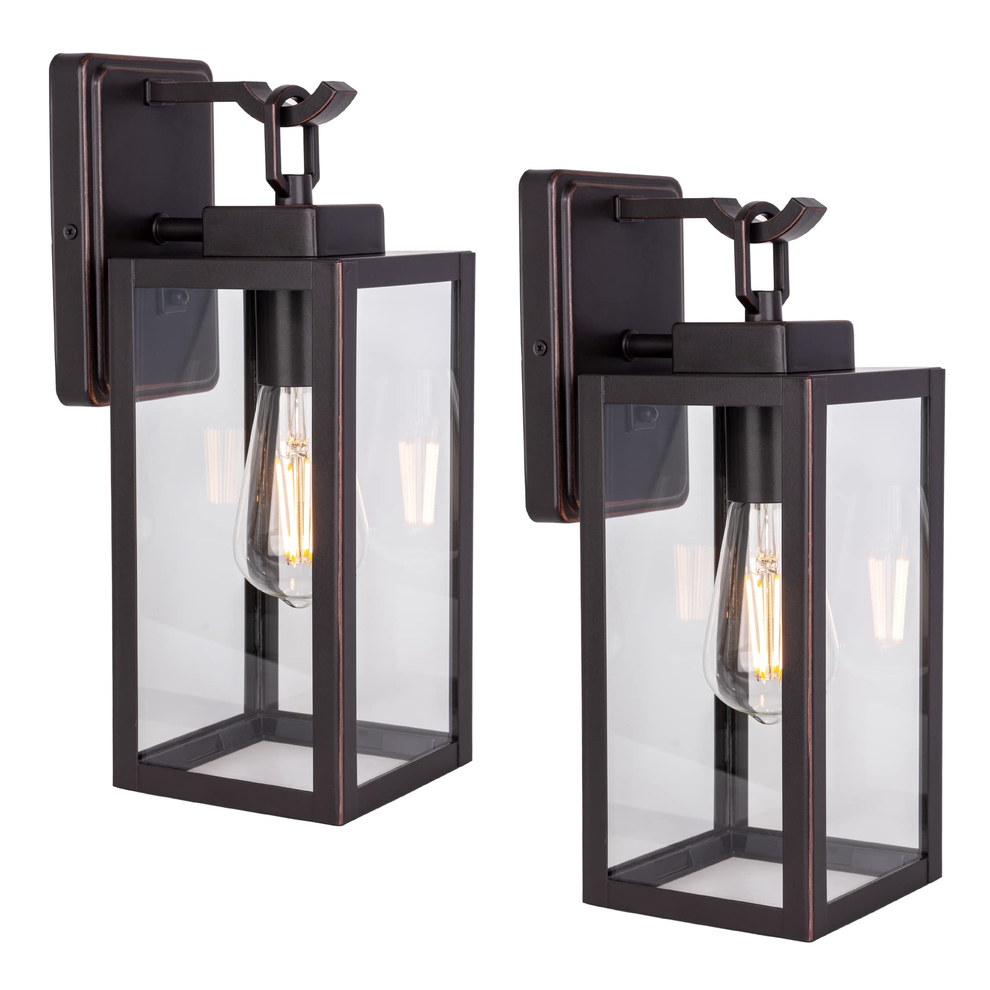 LIT-PaTH Outdoor Wall Lantern, Wall Sconce as Porch Lighting Fixture, E26 Medium Base Max 60W, Anti-Rust Metal with Glass Shade,